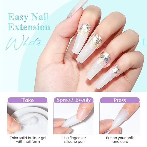 Miniatura 2 de MIZHSE Gel de Construcción Sólido para Uñas, 60g Gel 3D Blanco para Escultura de Uñas, No Pegajoso, Talla Dura, Extensión, Removible en UV LED para