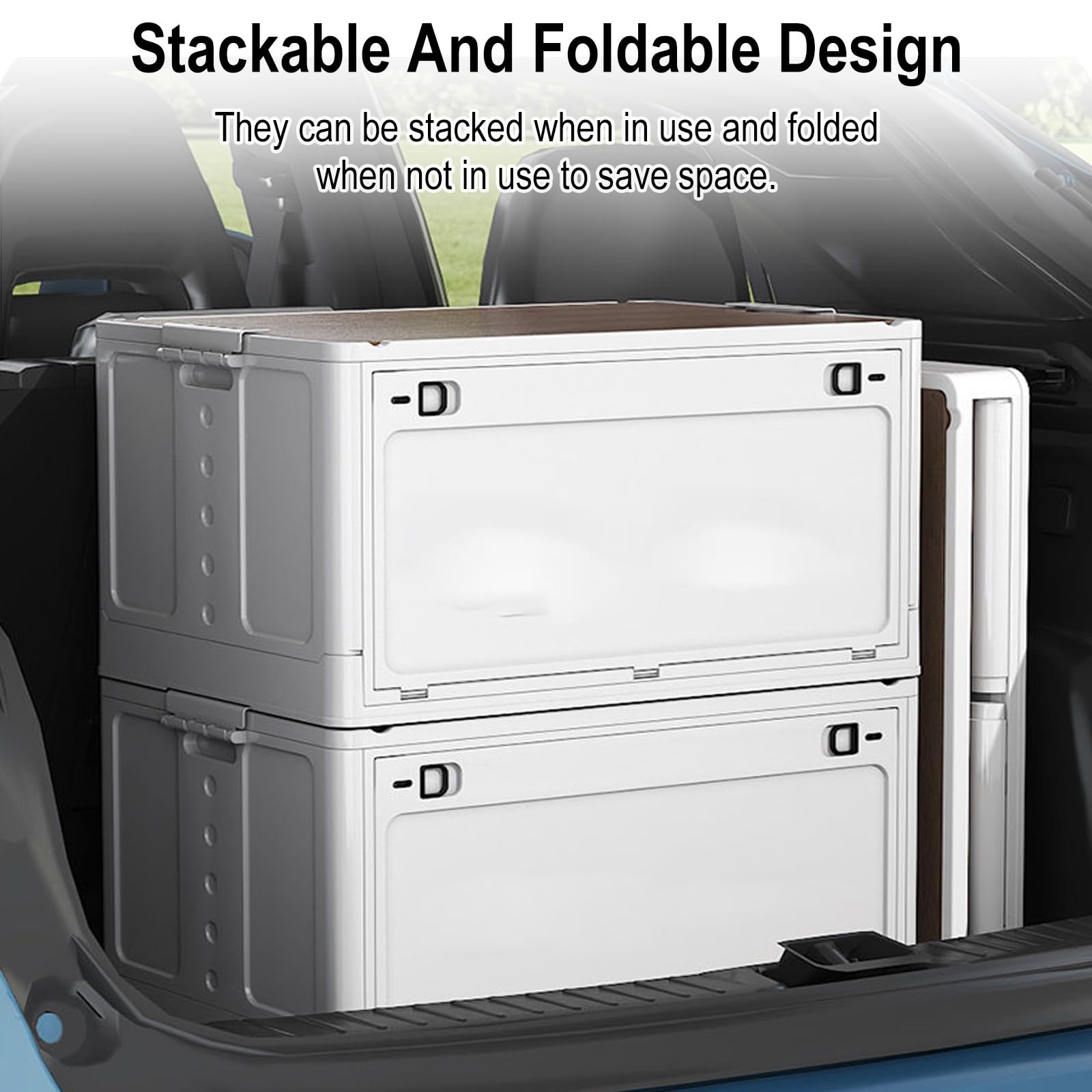 Caja de almacenamiento plegable para acampar Caja de Almacenamiento de Camping con Apertura Lateral, Caja de Almacenamiento Plegable, Organizador(Green,50x35x24.5cm/19.7x13.8x9.6in)
