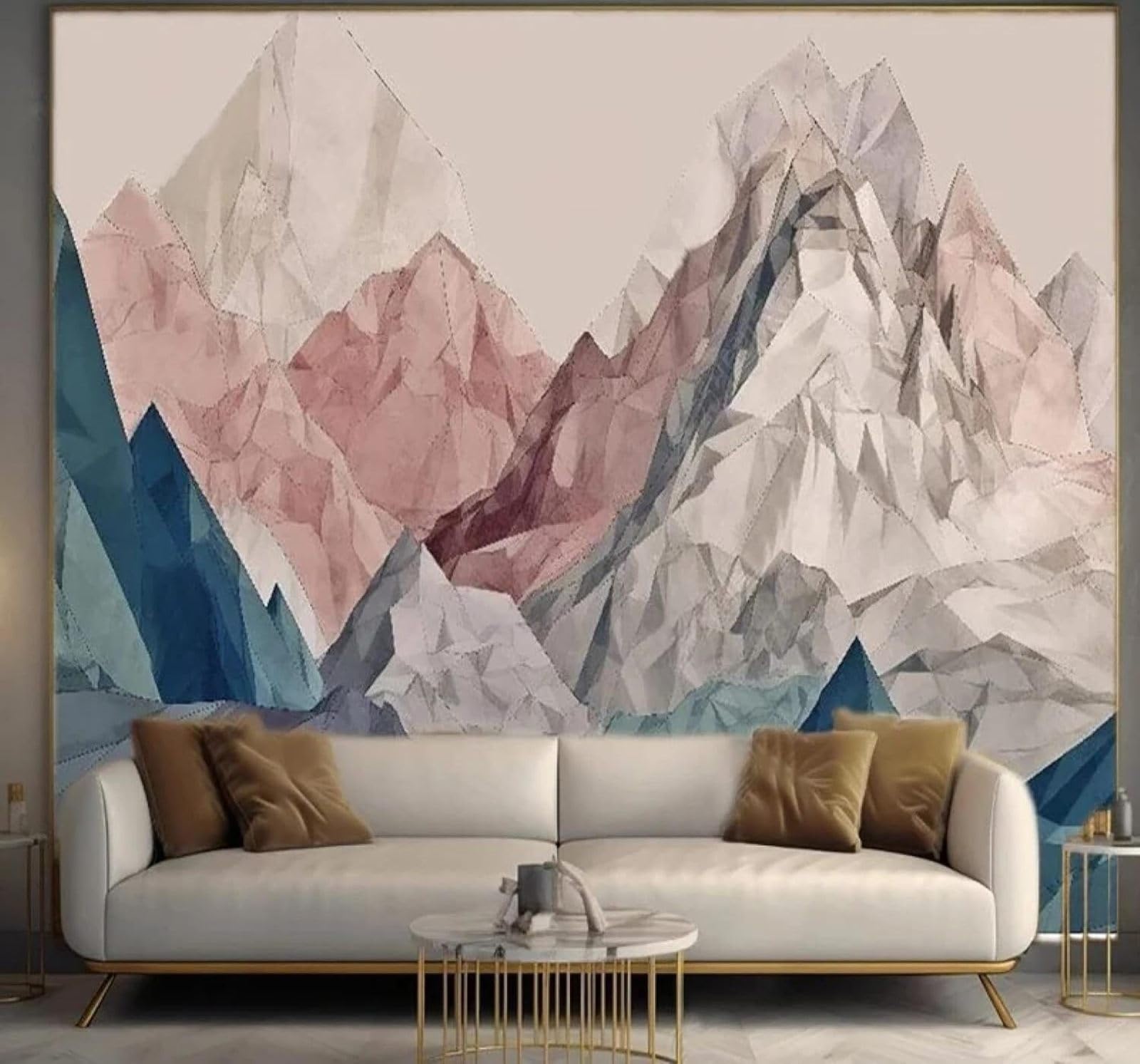 XLMING Abstract Three Dimensional Colourful Mountains Art 3D Wallpaper Silky Texture Home Study Office Grey Dining Room Sofa Bedroom Living Room TV Backdrop-250cm×170cm