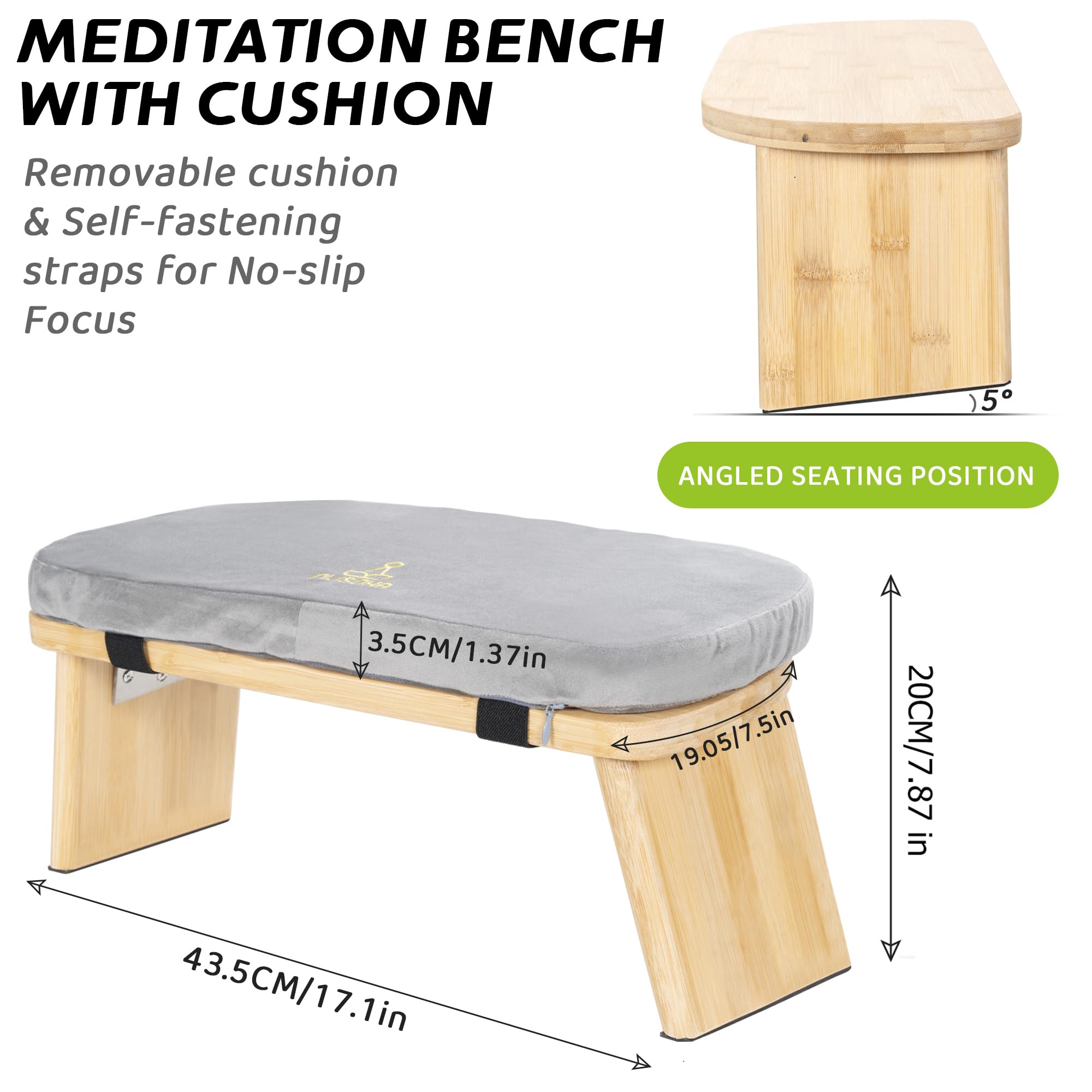 Ergonomische Meditatiebank Van Bamboe - Opvouwbare Meditatiekruk Met Comfortabel Kussen Voor Meditatie En Gebed