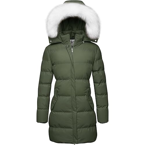 WenVen Women's Winter Thicken Puffer Coat Warm Jacket with Faux Fur Removable Hood