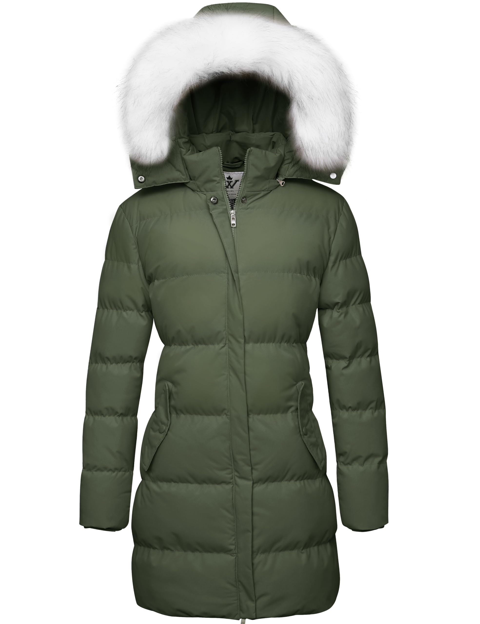 WenVen Women's Winter Thicken Puffer Coat Warm Jacket with Faux Fur Removable Hood