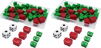 46 Pieces Game Replacement Pieces Games Hotels Houses and Dice, Game Set of Plastic Pack of 2