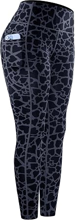 CADMUS Nylon Thick High Waist Yoga Pants with Pockets, Tummy Control Workout Running Yoga Leggings for Women