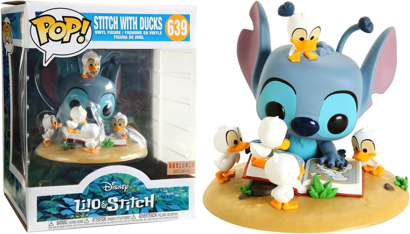 Funko POP! Disney: Lilo & Stitch - Stitch with Ducks Deluxe #636 Exclusive Bundled with Free PET Compatible .5mm Extra Rigged Protector