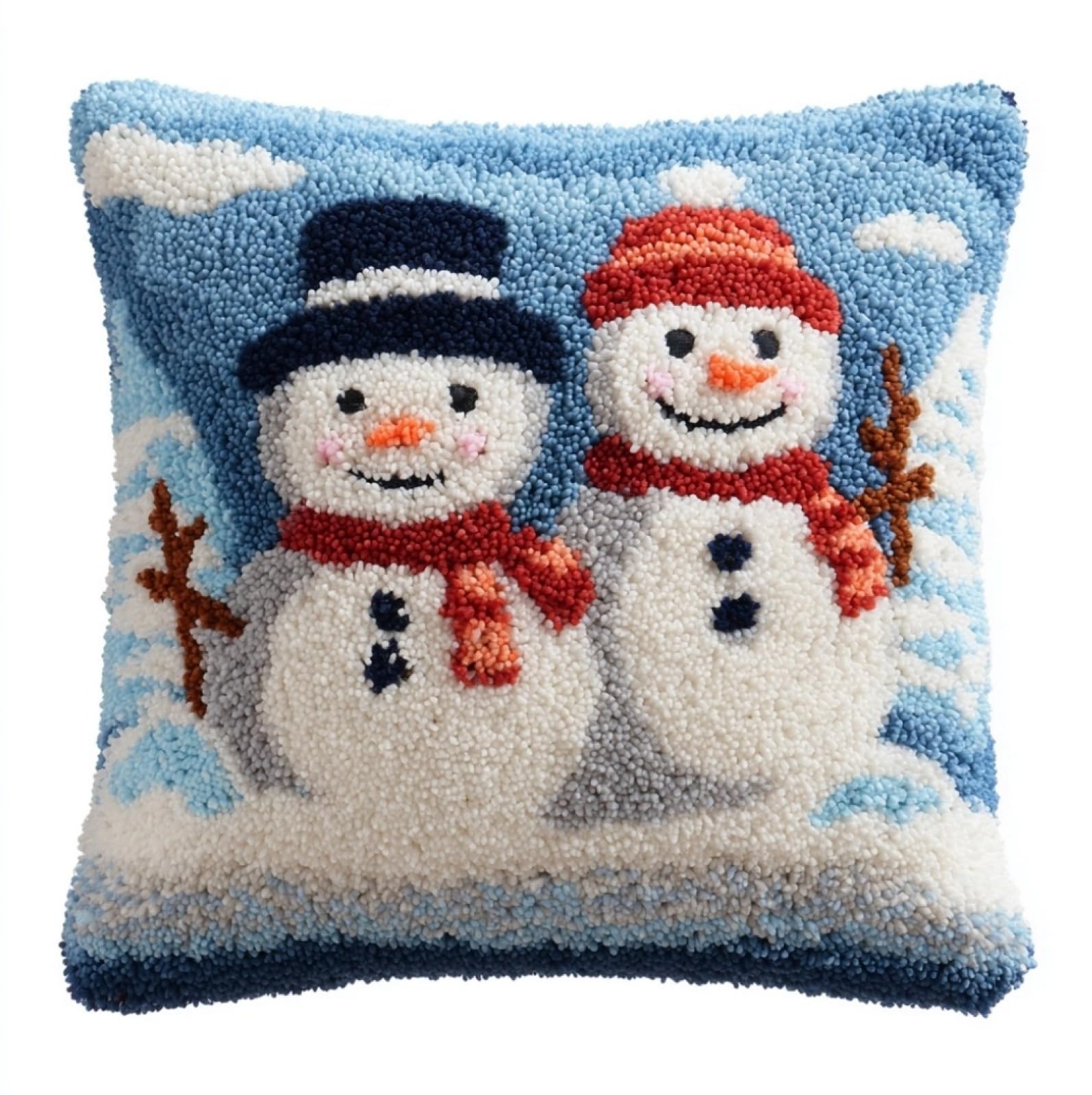 WallustrioaW Latch Hook Craft Cushion Kit 43x43cm,Snowman