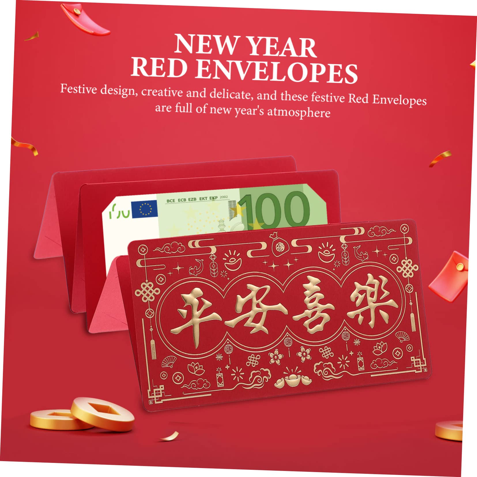 VILLCASE 20piezas Rojos Decorativos Año Del Conejo Envelopes De Dinero De Año Diseño Para Celebraciones y