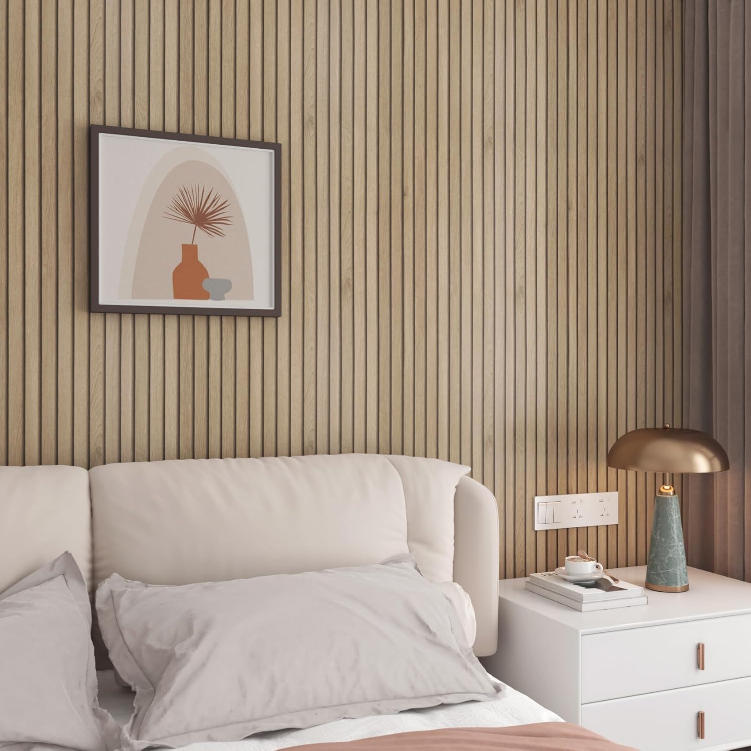 30"x160" Wood Slats Wallpaper for Bedroom Accent Walls Natural Wood Contact Paper Wooden Slat Wallpaper Peel and Stick Wall Paper Brown Wooden Slat Wall Panel for Cabinets Kitchen Removable