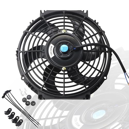 Vista 24 de MOSTPLUS - Juego de 2 ventiladores eléctricos universales delgados, 12 V, con paquete de montaje de 7 pulgadas, color negro.