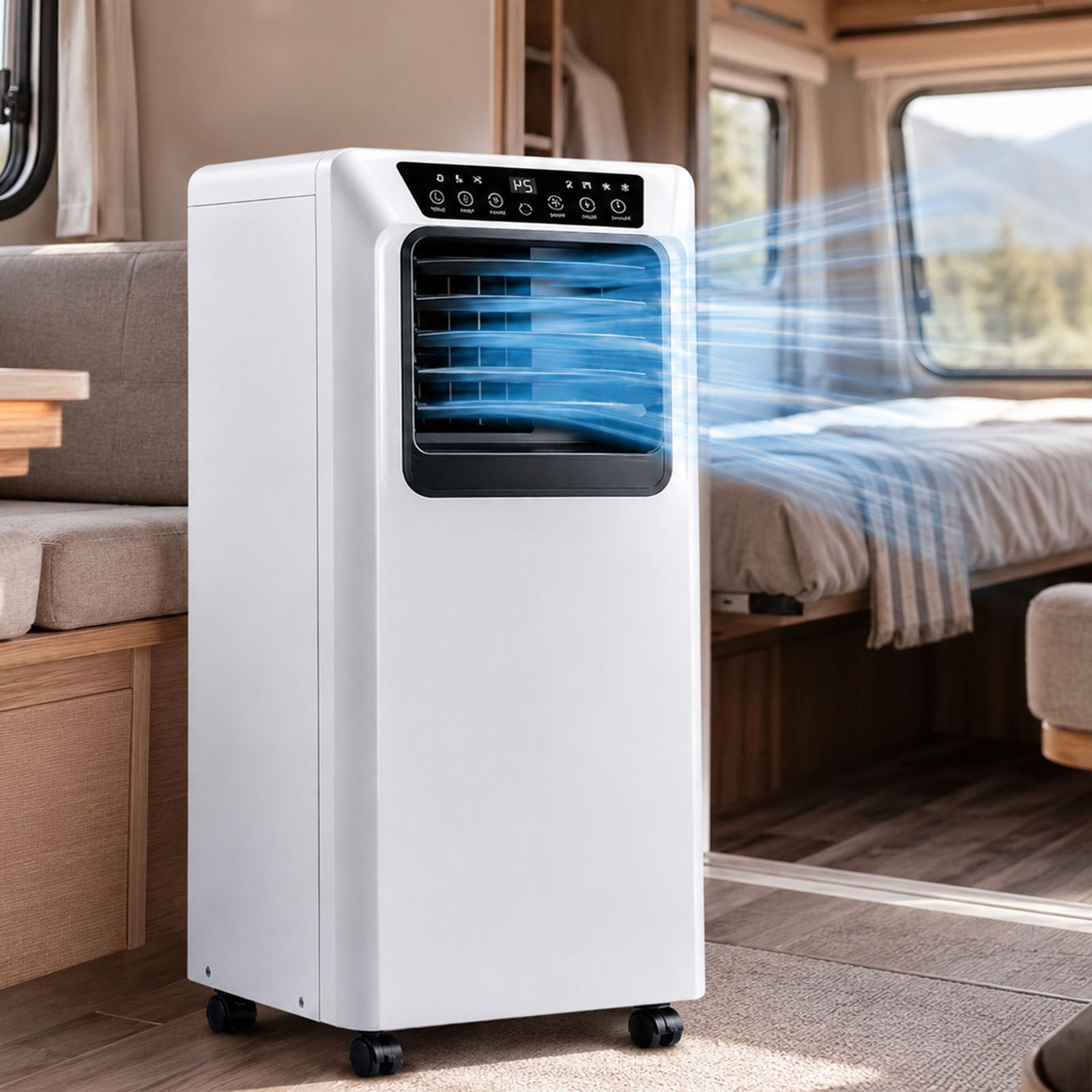 Smafoseedding Multicolor Portable Air Conditioner, Mobile Air Conditioner Dehumidifier, Portable Air Cooler With Self-Evaporating, 86 Pints/Day, 120° Oscillation, Dual-Turbine, Remote For Home & Office 9000Btu