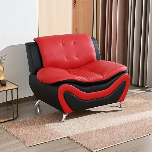 Moderno sofá de cuero en contraste rojo y negro de lujo, combinación de 3 plazas + 2 plazas + sillón, conjunto de muebles de sala de Estar de Estilo