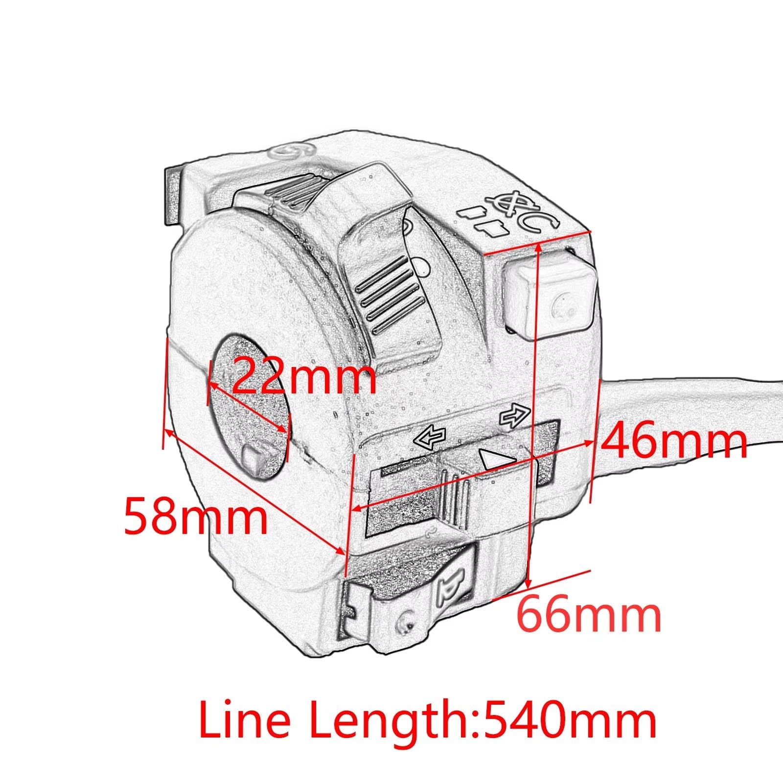 Interruttori Multifunzionali Per Moto Interruttore Dell'indicatore Degli Indicatori Direzione Del Clacson Universale Pulsante Della Luce Lontano Vicino Comando Manubrio(Switch)
