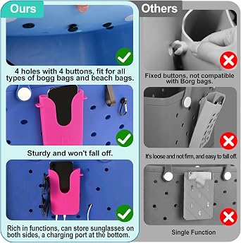 Silicone Phone Holder Compatible with Bogg Bag, with 2Pcs Charms & Hooks
