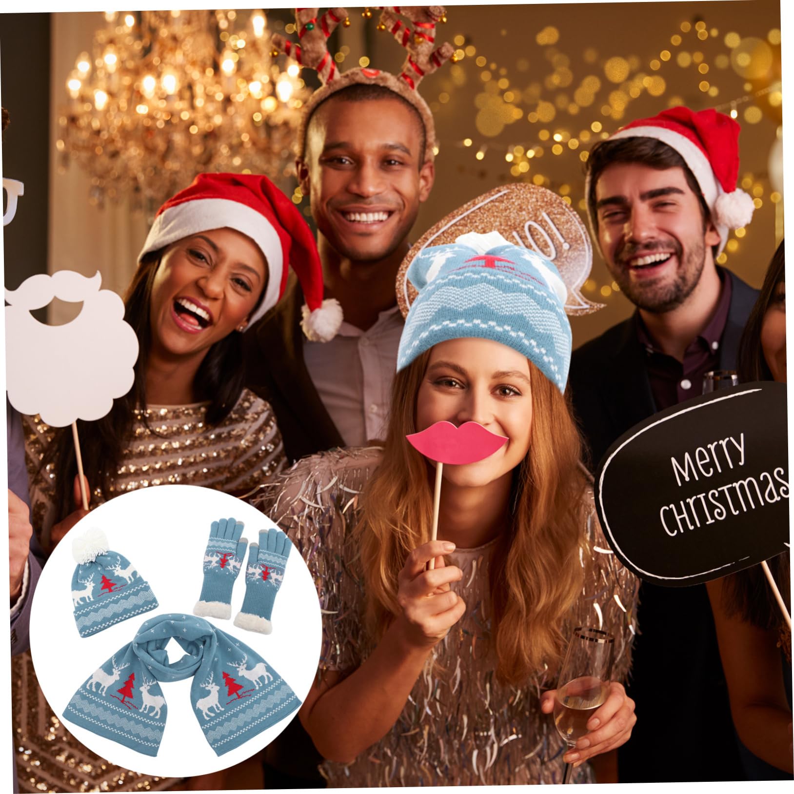 LIFKOME Bonnet tricoté de Noël à tricoter bonnet tricoté chaud de Noël casquette de crâne de écharpe de noël femmes chauds pour femmes Acrylique rouge