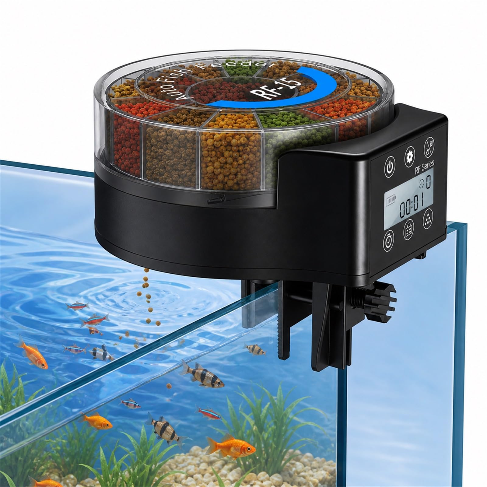 Mangiatoia automatica acquario, Distributore automatico cibo pesci con Timer, 105ML Mangiatoia Pesci Automatica per Rossi e Tartarughe