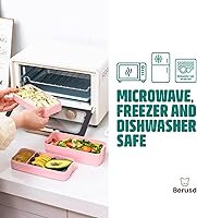 Vista 3 de Berusd Bento Box - Juego de 3 recipientes apilables a prueba de fugas, kit de accesorios, sin BPA, microondas, congelador, lavavajillas