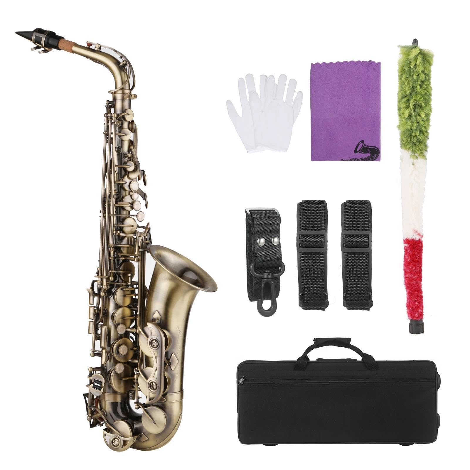 Saksofon E-płaski Saksofon Altowy Eb Saksofon Miedziany Instrumenty Muzyczne Dęte Drewniane Z Etui Paski Na Szyję Akcesoria Do Ustników