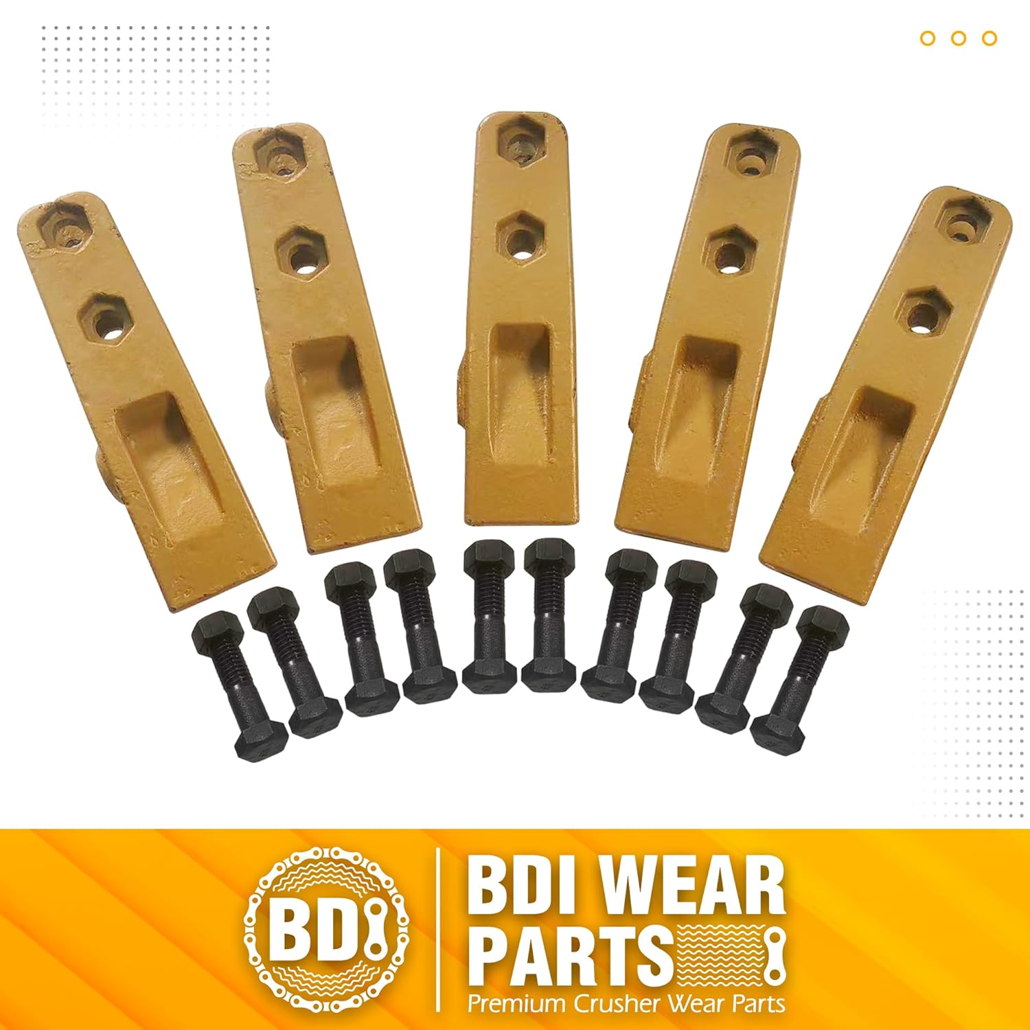 BDI Wear Parts 6684447 Trenching Bucket Teeth, Skid Steer Backhoe Bolt On Tooth Unitooth/w Bolt and Nuts - 5 PK