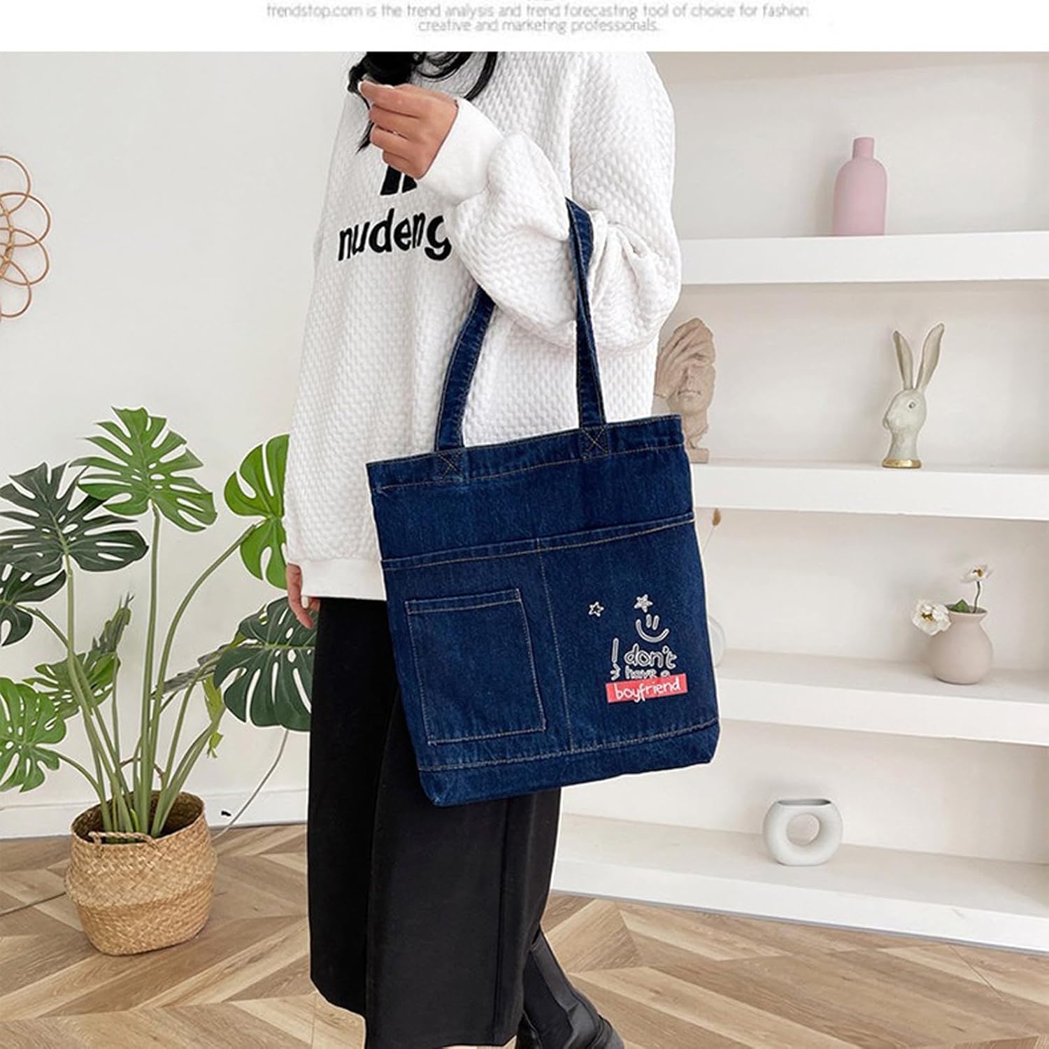 Women's denim wallet, casual handbag, crossbody shoulder bag, girl tote canvas bag - Image 4