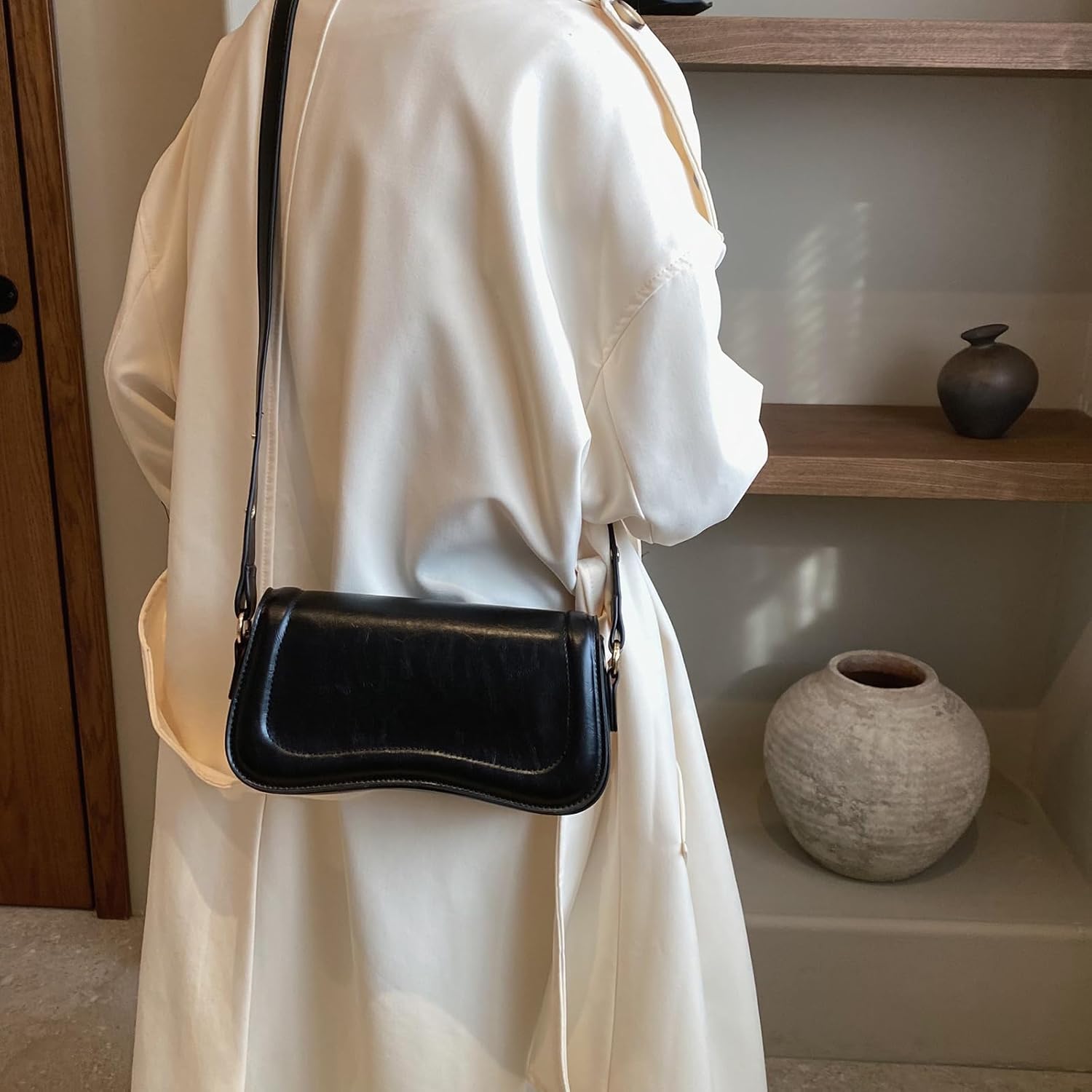 PU Leather Tote Bag for Women with 2 Removable Straps and Zipper Closure - Image 7