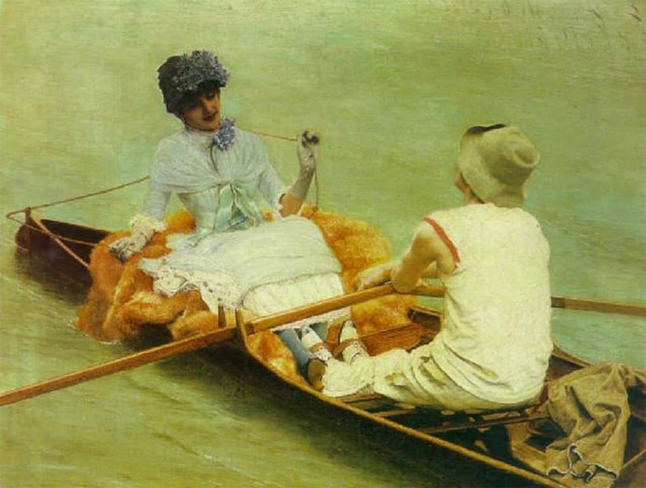 ARTXLXXBN Famous Painting Canvas Artwork Graffiti Print Flirtation in the Boat by Jan Van Beers Portrait Canvas Image for Home Decor 60x90cm