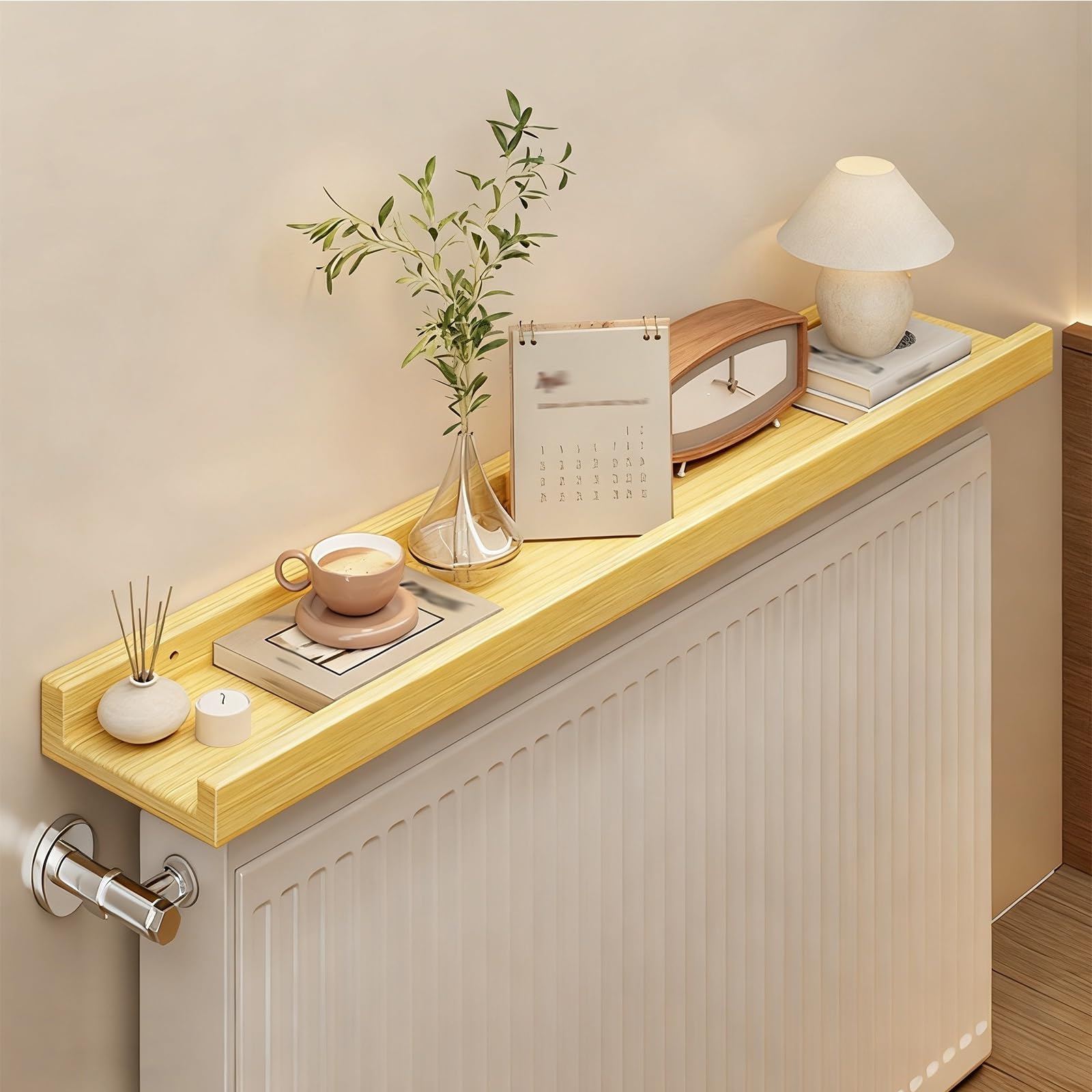 Mensole galleggianti per termosifone - Staffa a Parete da 30/60/90/120 cm, Elegante complemento d'arredo, Portata Massima 30 kg, Ideale per Soggiorno, Camera da Letto e corridoio (Giallo 120