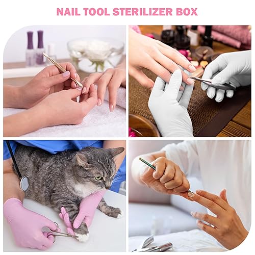 Miniatura 7 de Soiiw Caja esterilizadora de herramientas de uñas, bandeja de esterilización de plástico, organizador de almacenamiento para pinzas, extensiones de
