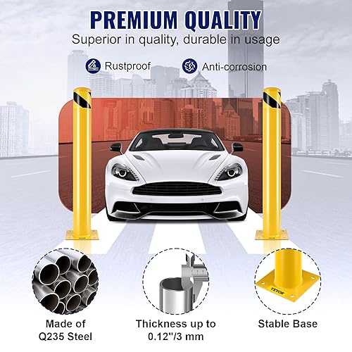 Miniatura 3 de VEVOR Bolardo de seguridad, poste de bolardo de altura de 36 pulgadas, poste de bolardo de seguridad de tubería de acero de 4.5 pulgadas