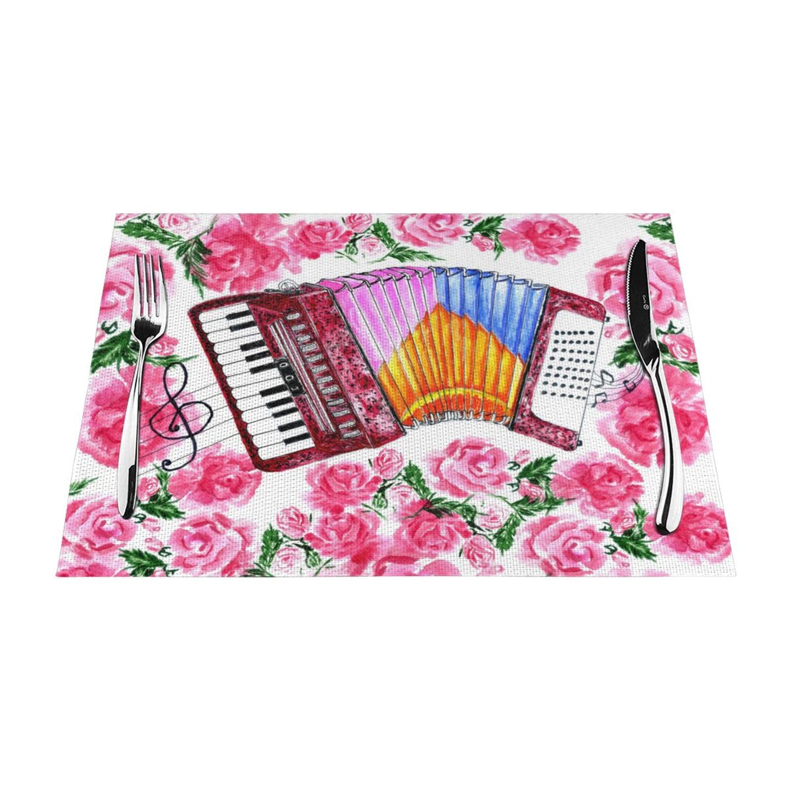 Set de table lavable anti-chaleur en PVC motif Rose Fleur x6