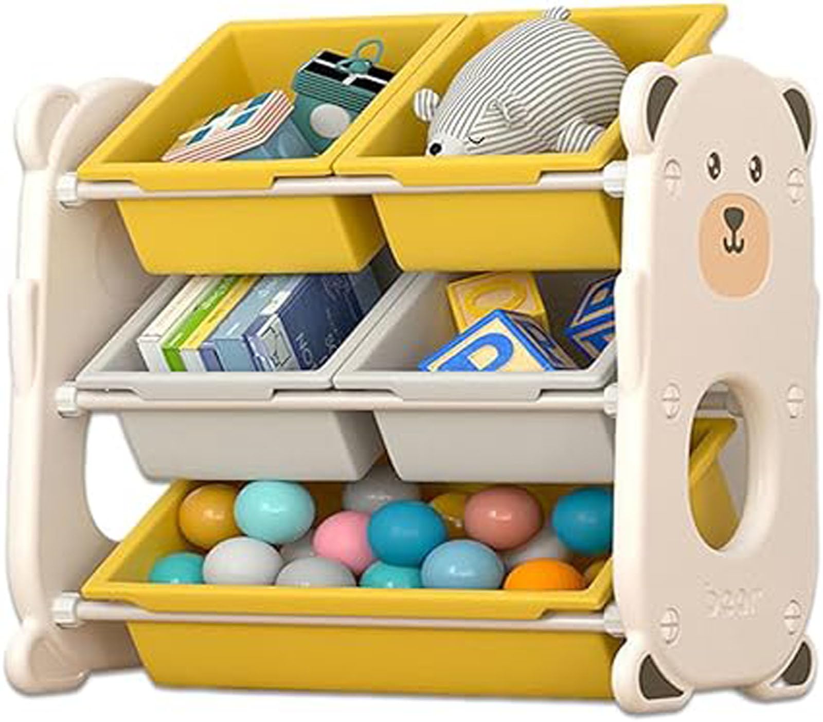 ALMEKAQUZ Kids Toy Storage Organizer, Children Storage Organizer Rack with 5 Bins,Playroom Organization Cabinet, Multifunctional Storage Rack for Livingroom Bedroom Playroom