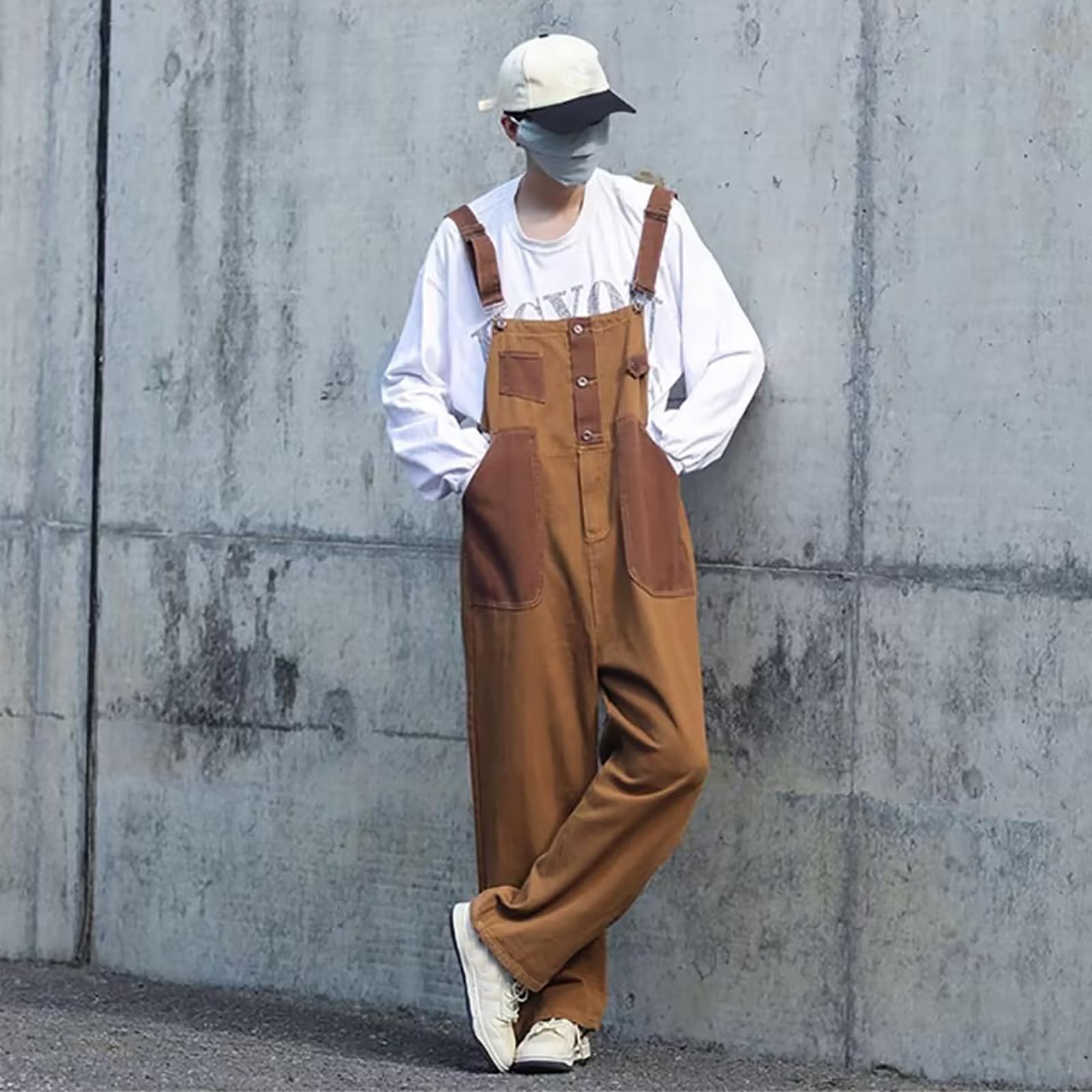 Peto para hombre, mono cargo de trabajo, Y2K, mono con tirantes, peto, retro, holgado, estilo americano, ropa de calle, vintage