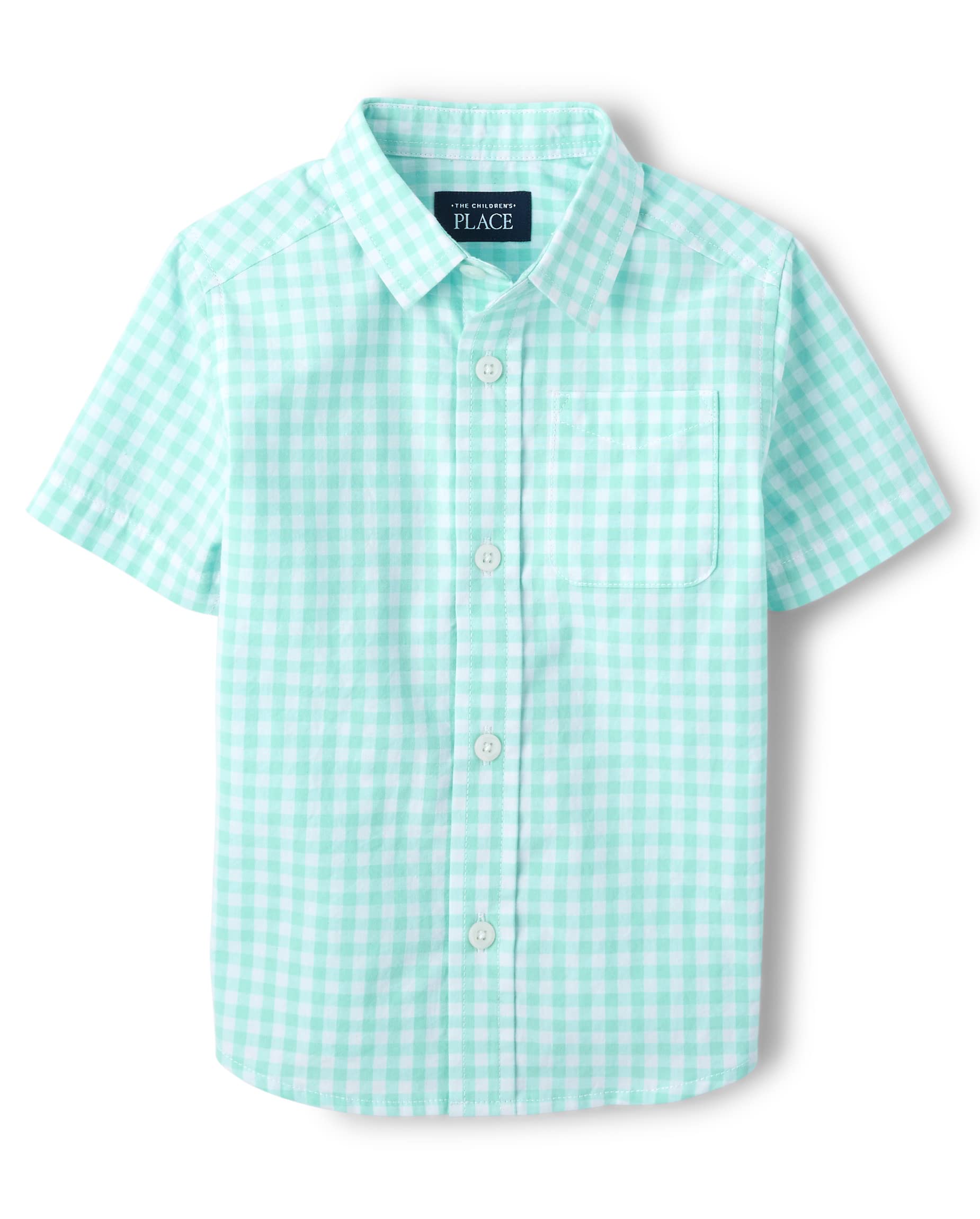 The Children's Place,Short Sleeve Button Down Shirt,Tidal,Small (5/6) — view 16
