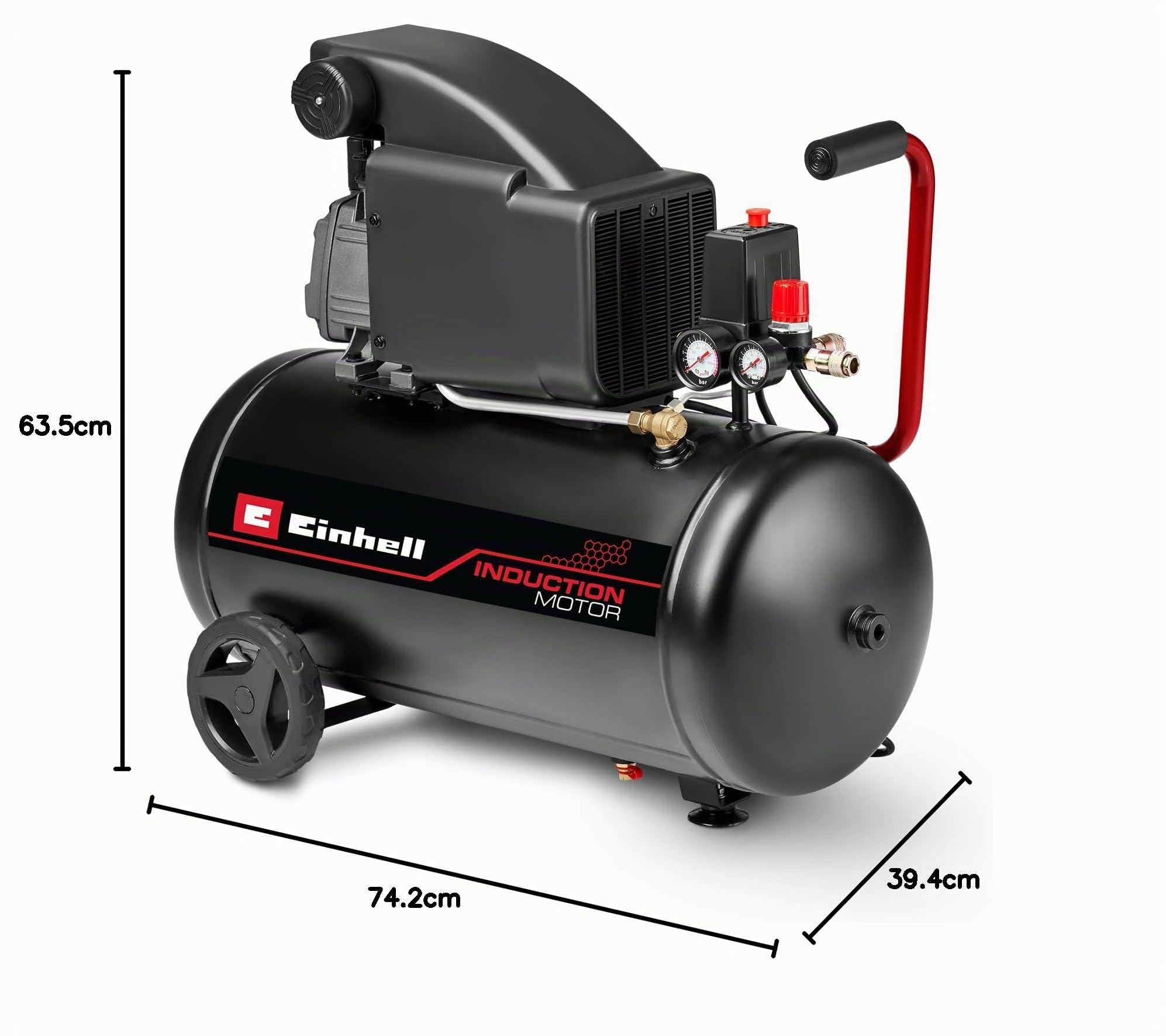 Einhell compresor TC-AC 270/50/10 (1800 W, máx. 10 bar, depósito de 50 l, lubricado con aceite, manómetro para presión de trabajo y de caldera, 270 l/min potencia de aspiración, reductor de presión)