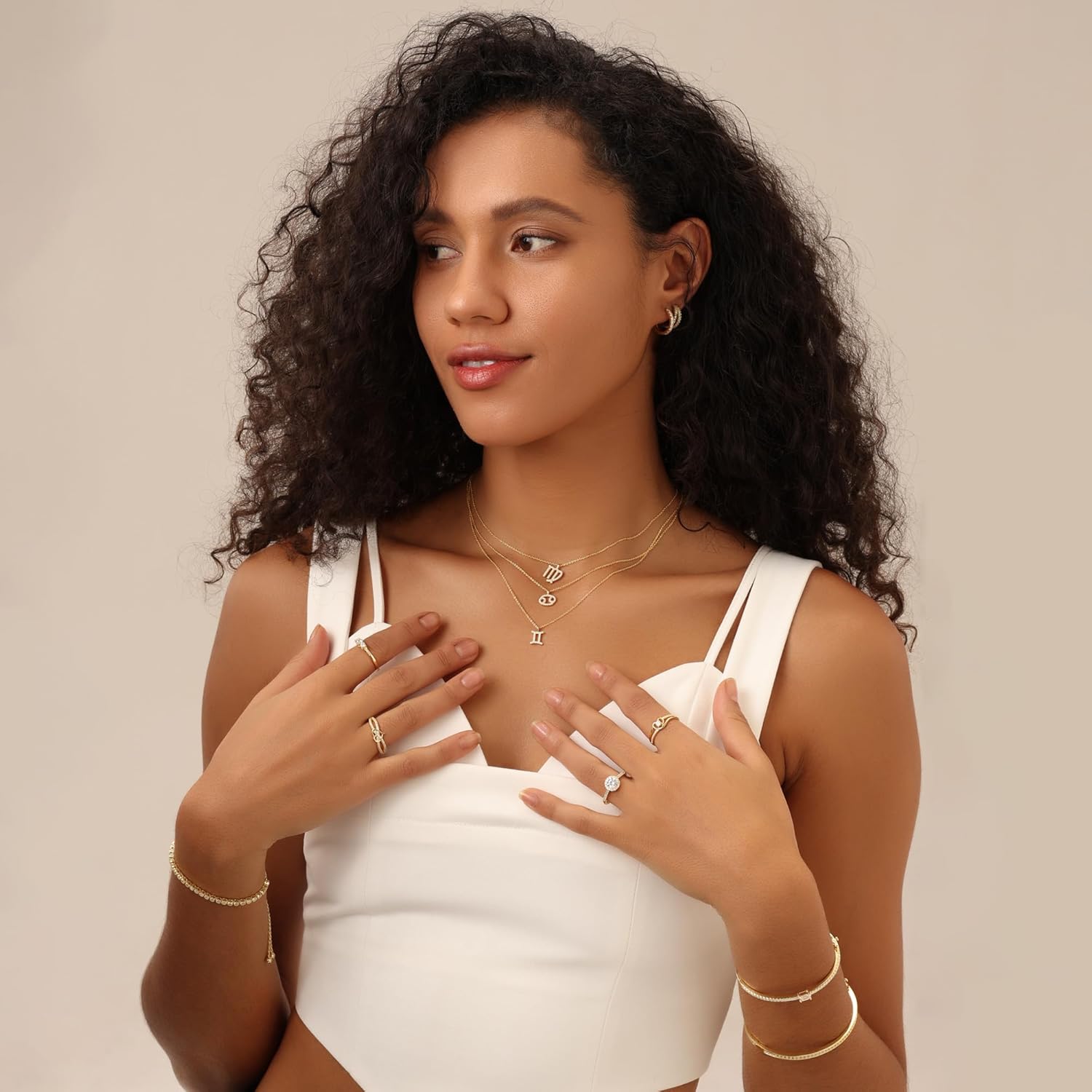 SAVEARTH DIAMONDS Infinity Criss Cross Heart Promise Ring for Women Round Lab Created Moissanite Wedding Engagement Ring in 18K Gold Plated Jewelry Gift for Her - Image 4