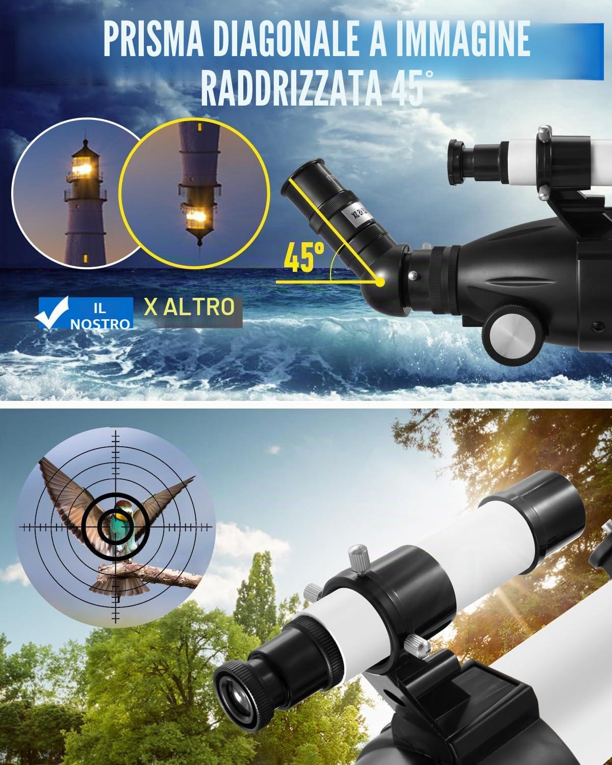 Telescopio Astronomico per Adulti e Principianti - Apertura 90mm, 900mm Refrattori Telescopi Professionale, Telescope Portatile per Bambini con Treppiede, Adattatore Telefono, Filtro lunare