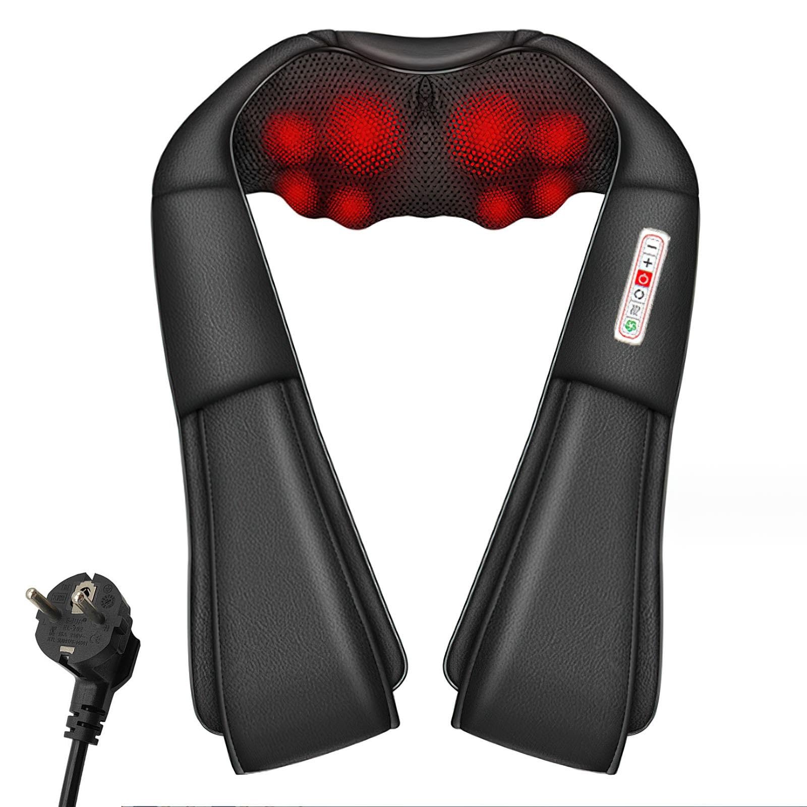 Massaggiatore per collo Shiatsu massaggiatore elettrico con funzione di calore, 3 livelli di regolazione dell'intensità, doppia sicurezza, massaggiatore cervicale per schiena, gambe, regali per donne