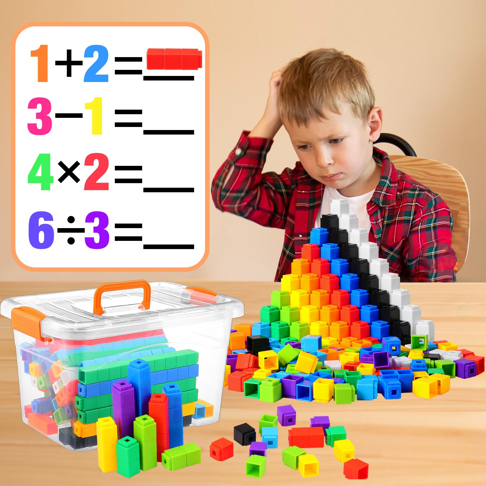 Colorful Mathlink Cubes 100pcs Mathematics Linking Cubes Numberblocks ...