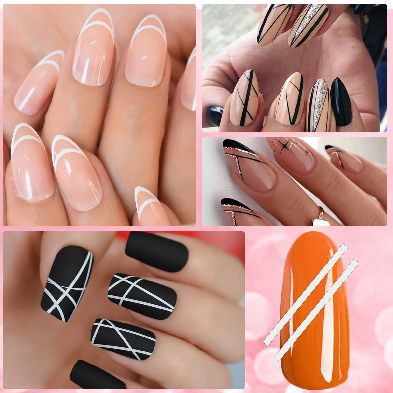 36 arkuszy francuskich paznokci, szablony do manicure, naklejki na paznokcie, francuskie naklejki na paznokcie, szablony do manicure, tip, szablon do manicure, w kształcie litery U, francuskie