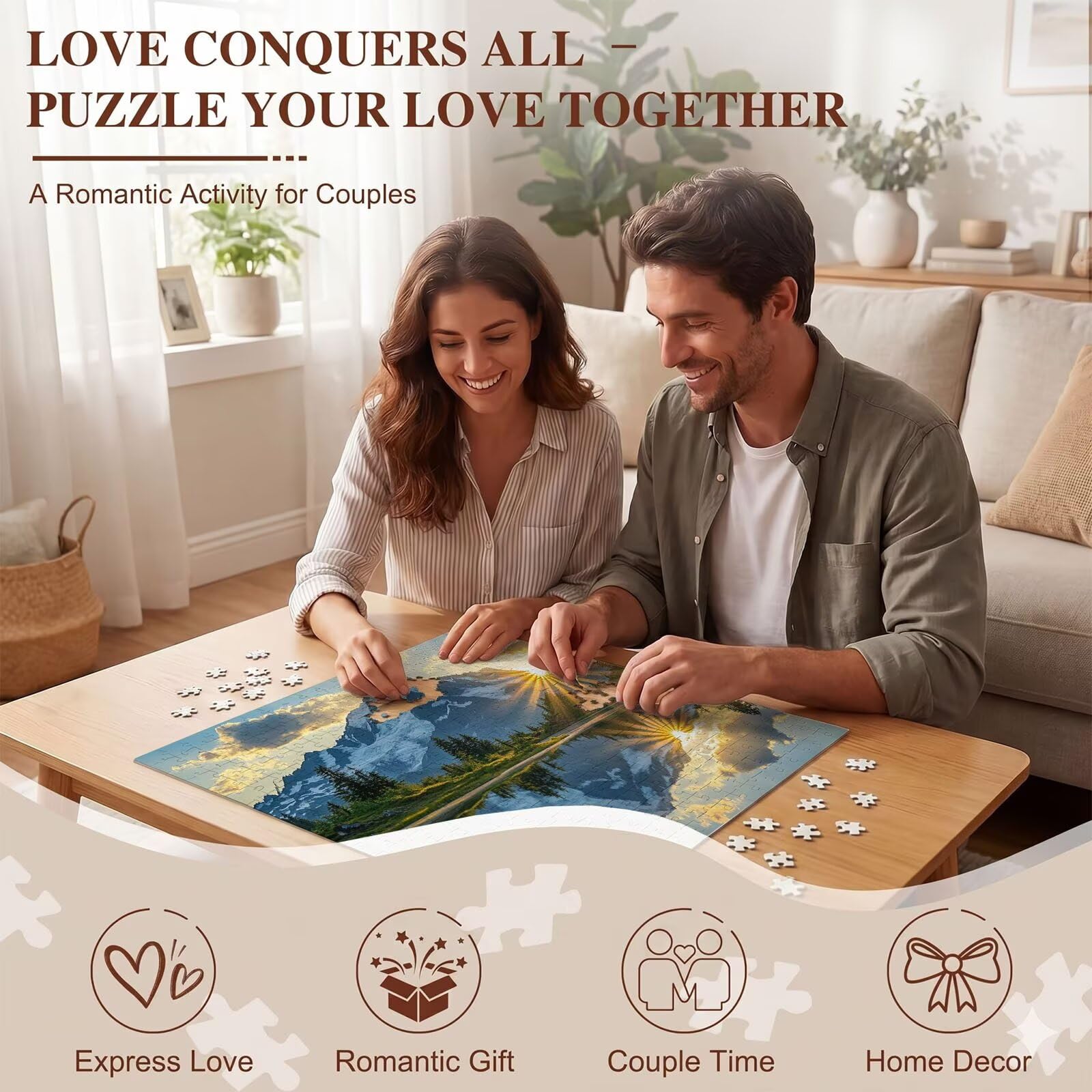 Paysage Coucher Soleil Puzzle 6000 Pièces pour Adultes, Format 179 x 105 cm, Challenge Casse-Tête de Famille, Loisirs Créatifs et Relaxation, Pièces Robustes avec Lettres au Dos, Décor Murale f0-525