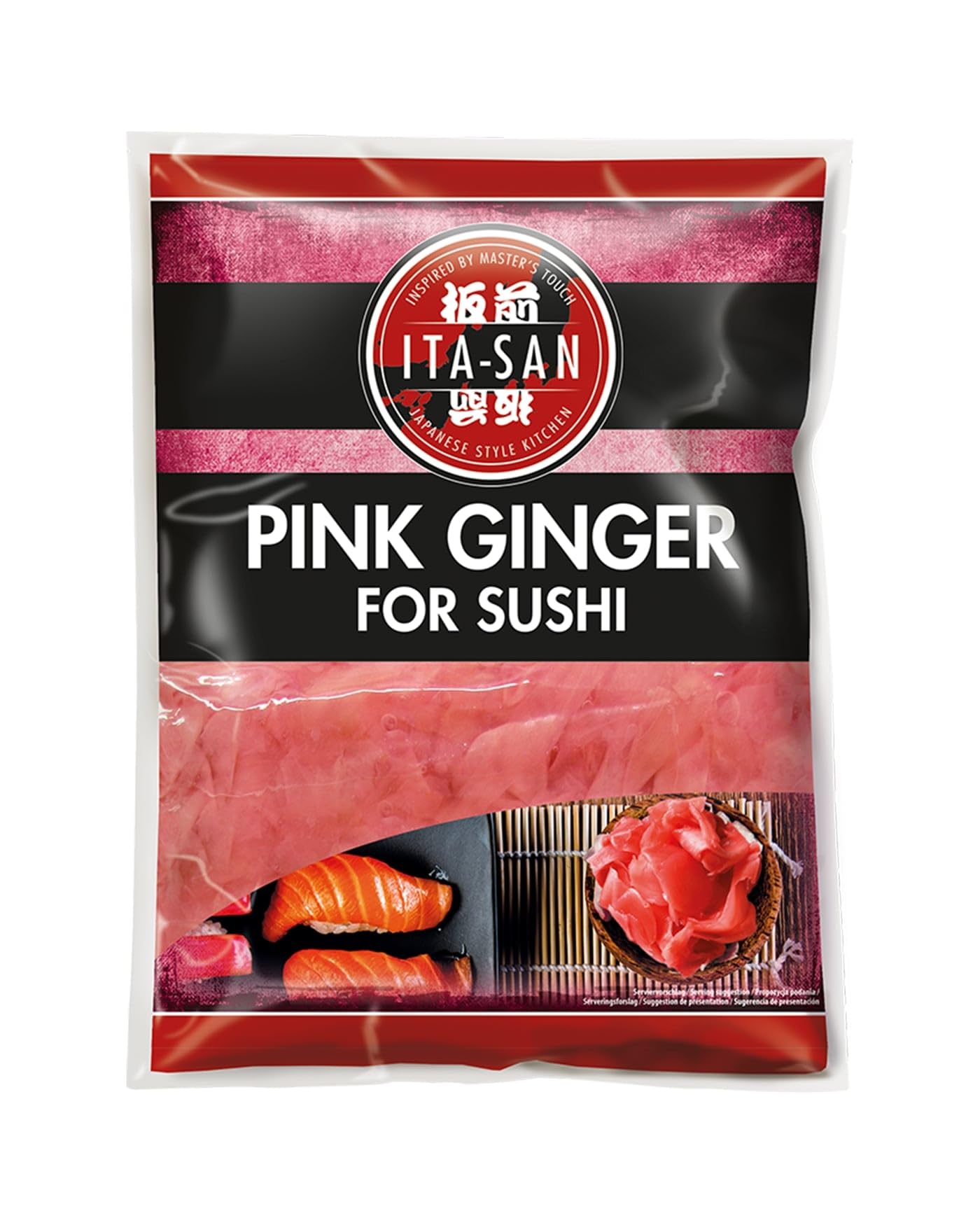 ITA-SAN Jengibre para sushi rosa, Gari Shoga en rodajas encurtido, como acompañamiento para sushi o sashimi, 10 x 1,5 kg