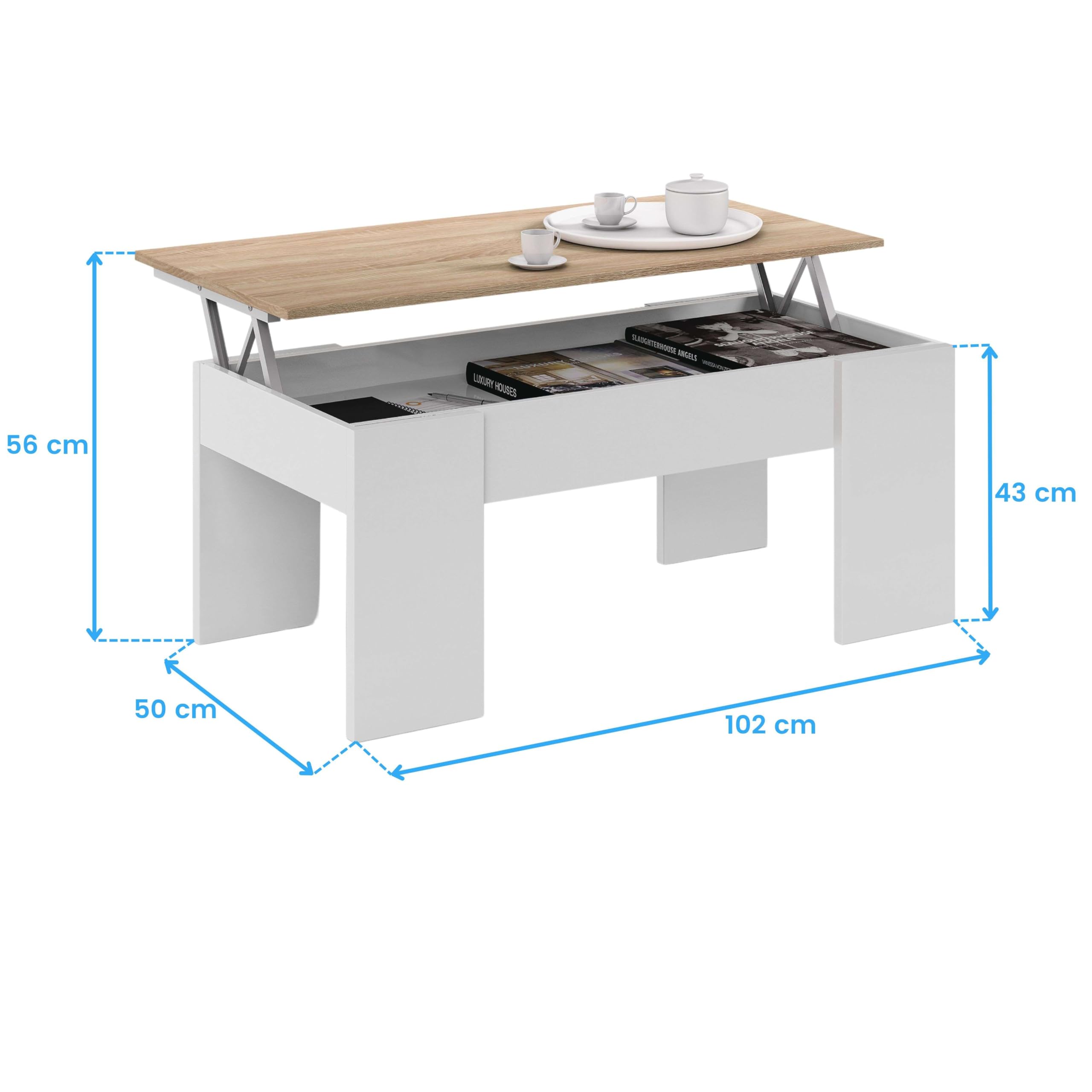 Miroytengo Pack de Muebles de Salón Estilo Nórdico en Color Blanco y Roble Claro con Modulo de TV, Mesa de Centro y Mesa de Comedor