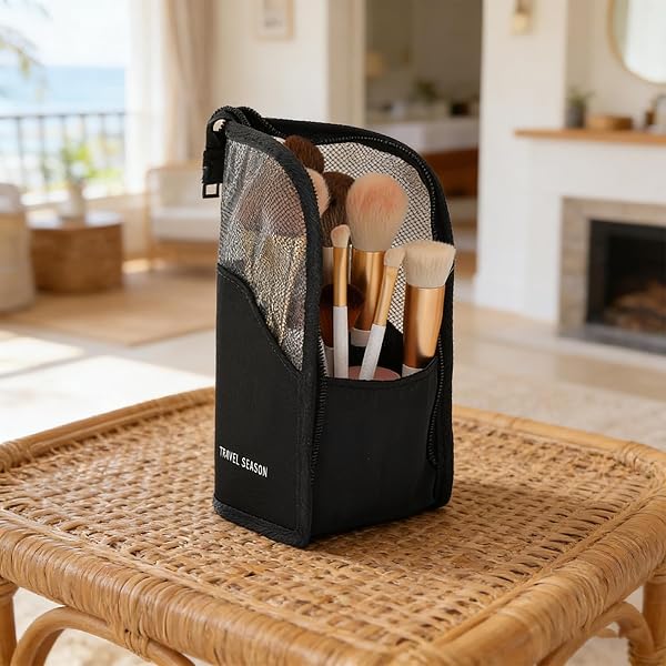 Trousse de beauté Nomade - Format Gainant et léger à Poser - Sac de Voyage pour Maquillage - Rangement pour pinceaux, Crayons, Soins, beauté, Salle de Bain, hôtel - 3