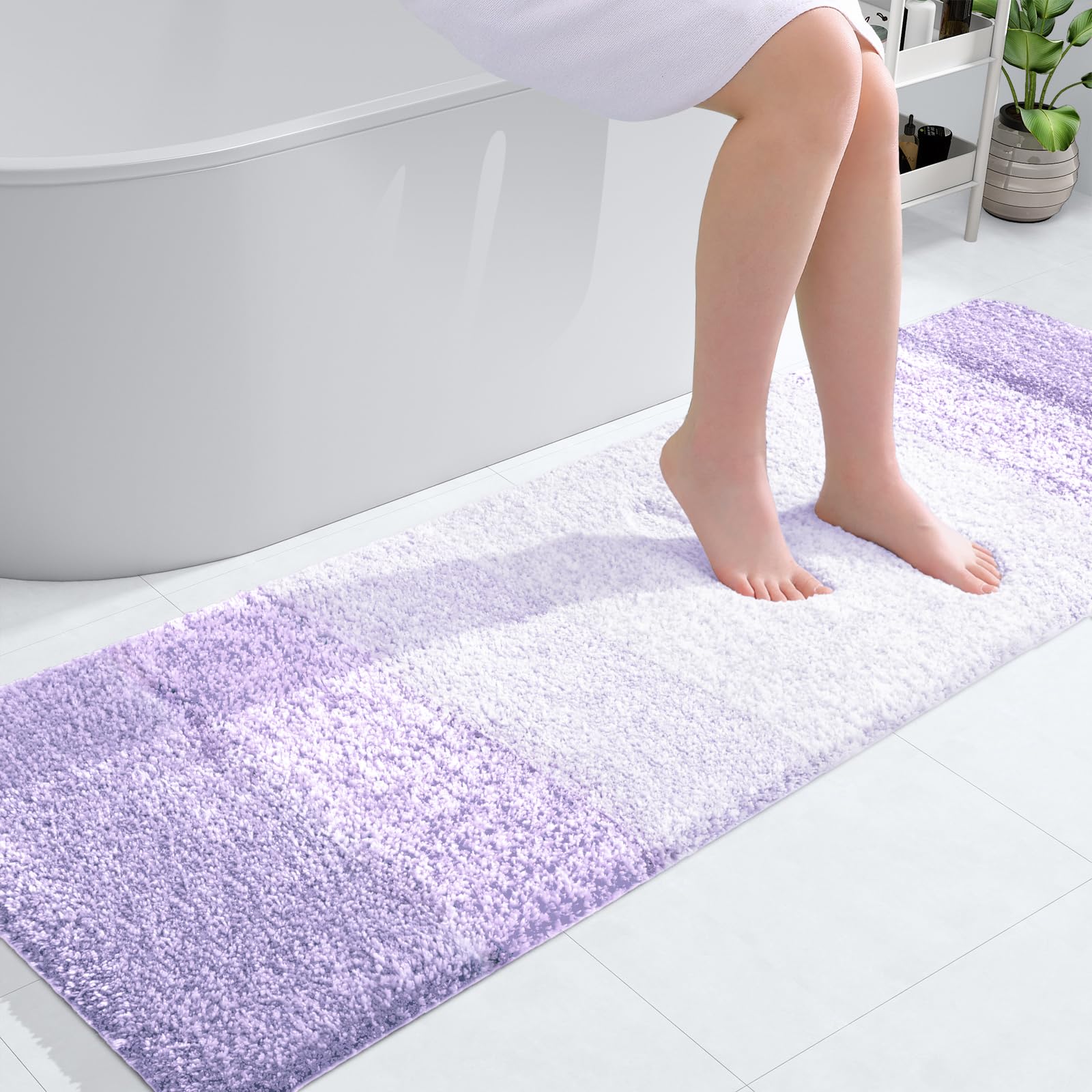 OLANLY Bathroom Runner Rug 59x20, Extra Soft Absorbent Microfiber Bath Rugs