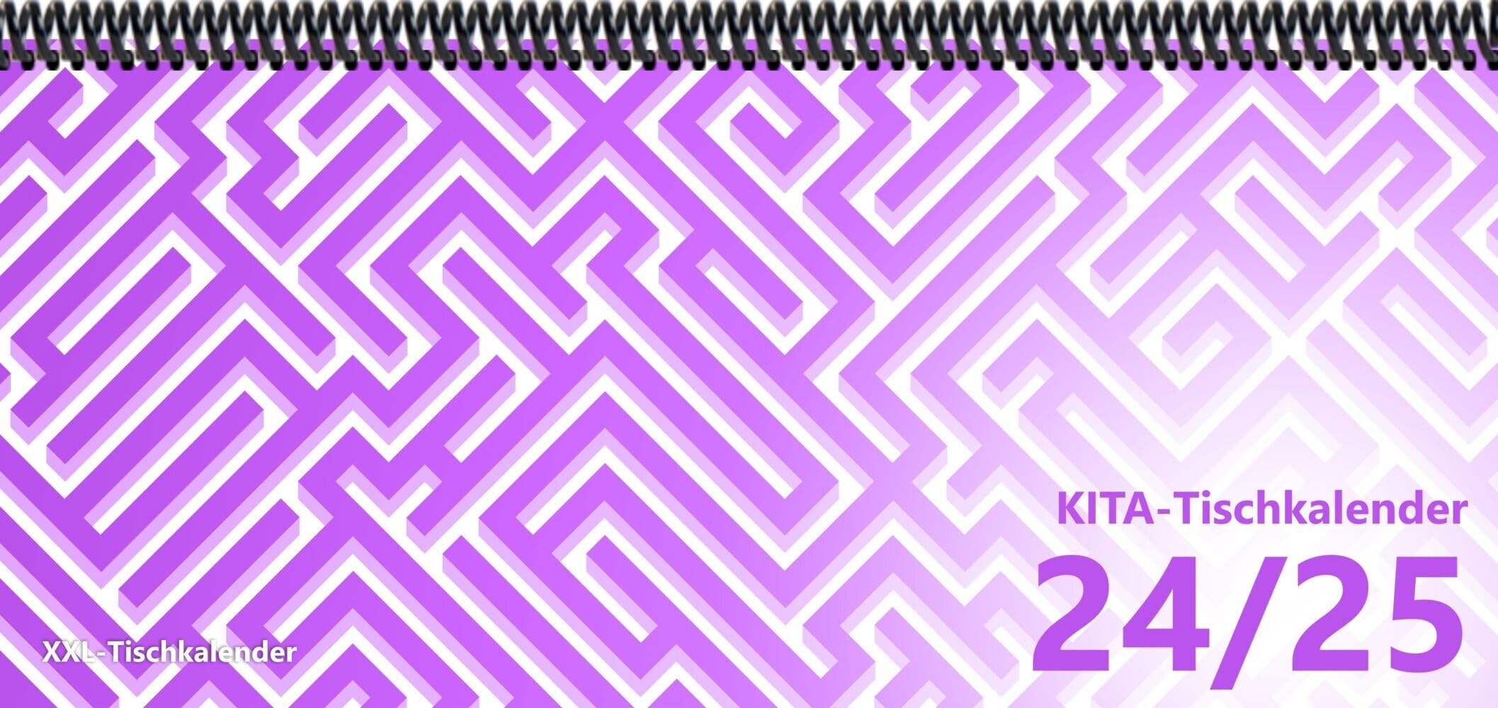 KiTa - Tischkalender 2024/25: XXL-Tischkalender, Bunt-Kalender Labyrinth lila 14,5 x 32,5 cm