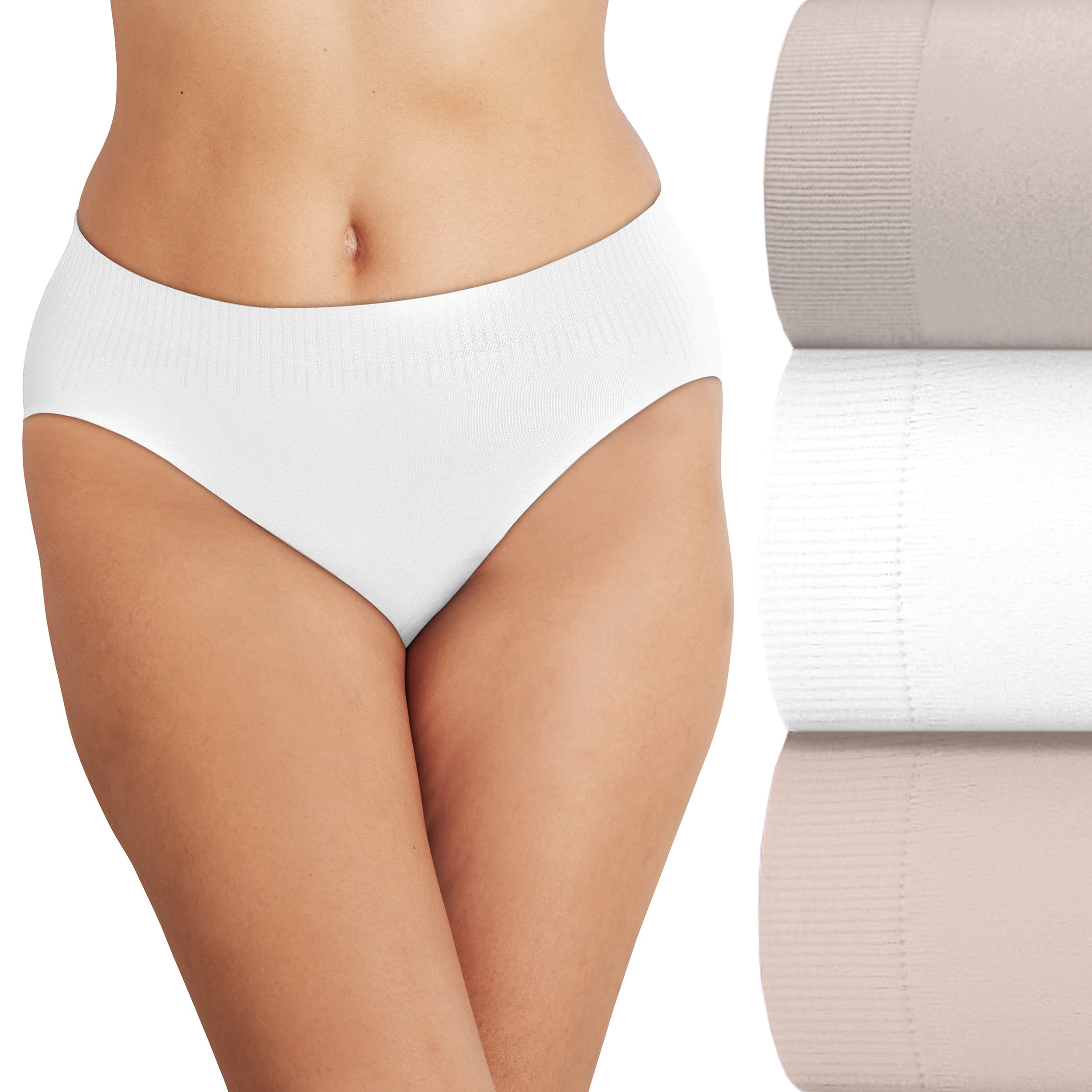 Bali Women's Comfort Revolution Modern Seamless Hi-cut Underwear, No-show Panties, 3-pack