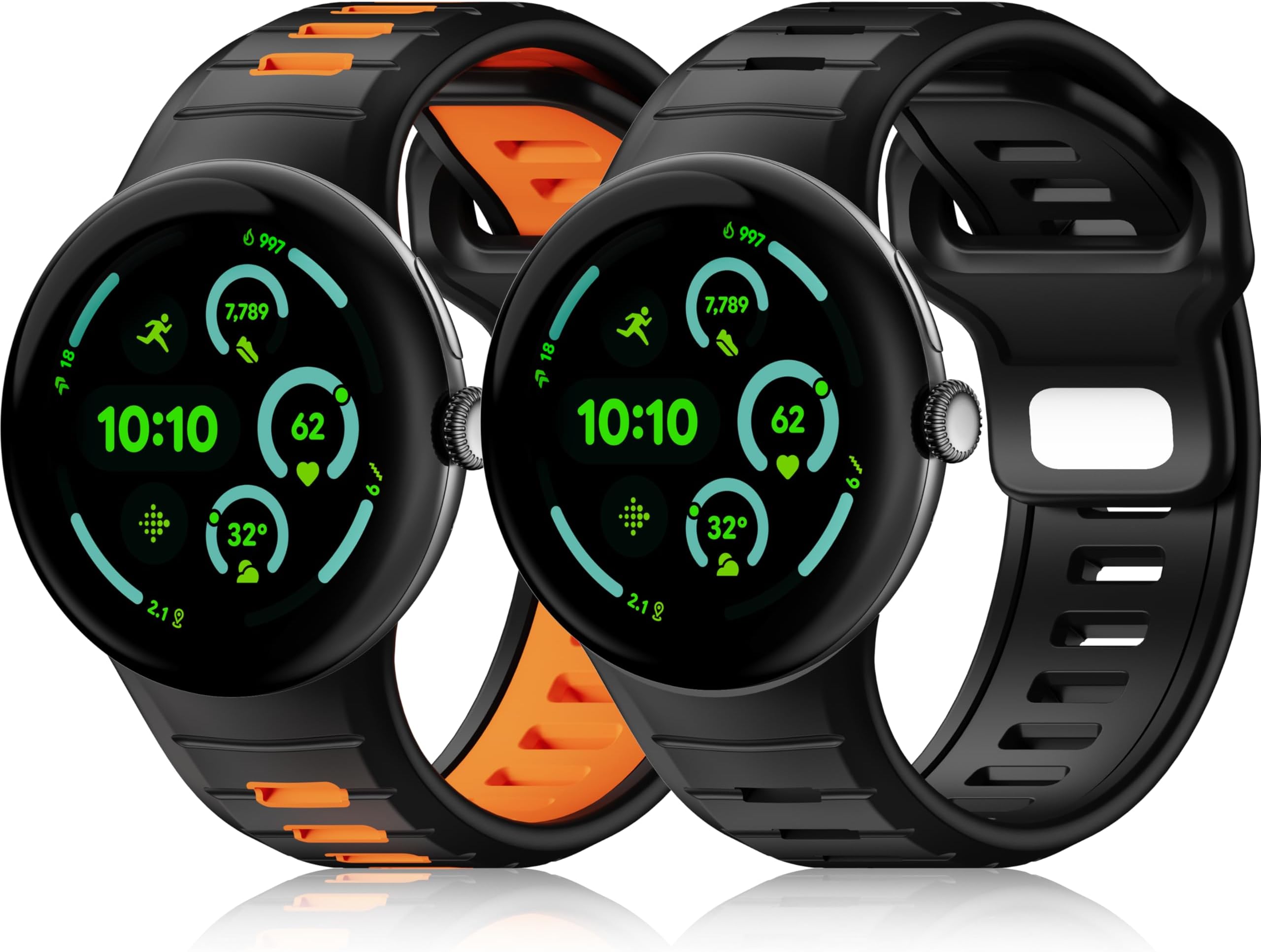 2-Pack Sport Bands Compatible with Google Pixel Watch 3 45mm Band, Soft Loop Silicone Wristbands Waterproof Replacement Strap for Pixel Watch 3 for Men