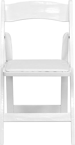 Miniatura 4 de EMMA + OLIVER Paquete de 2 sillas plegables de madera blanca con asiento acolchado de vinilo Blanco,Negro