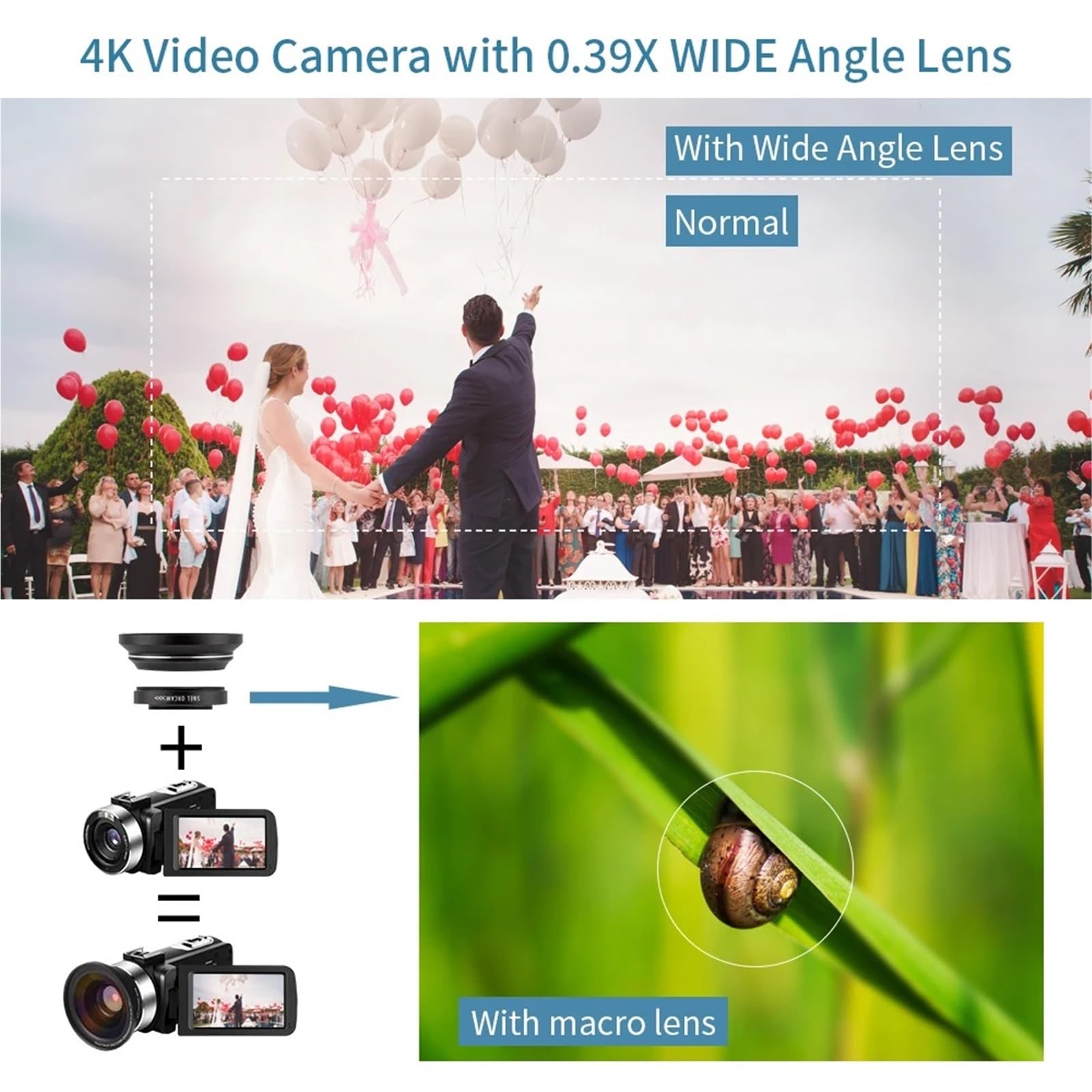 Fotocamere digitali 4K, videocamera professionale for Vlog WiFi Fotocamera 48MP con zoom digitale 18X Webcam Leggero(No TF Card,B)