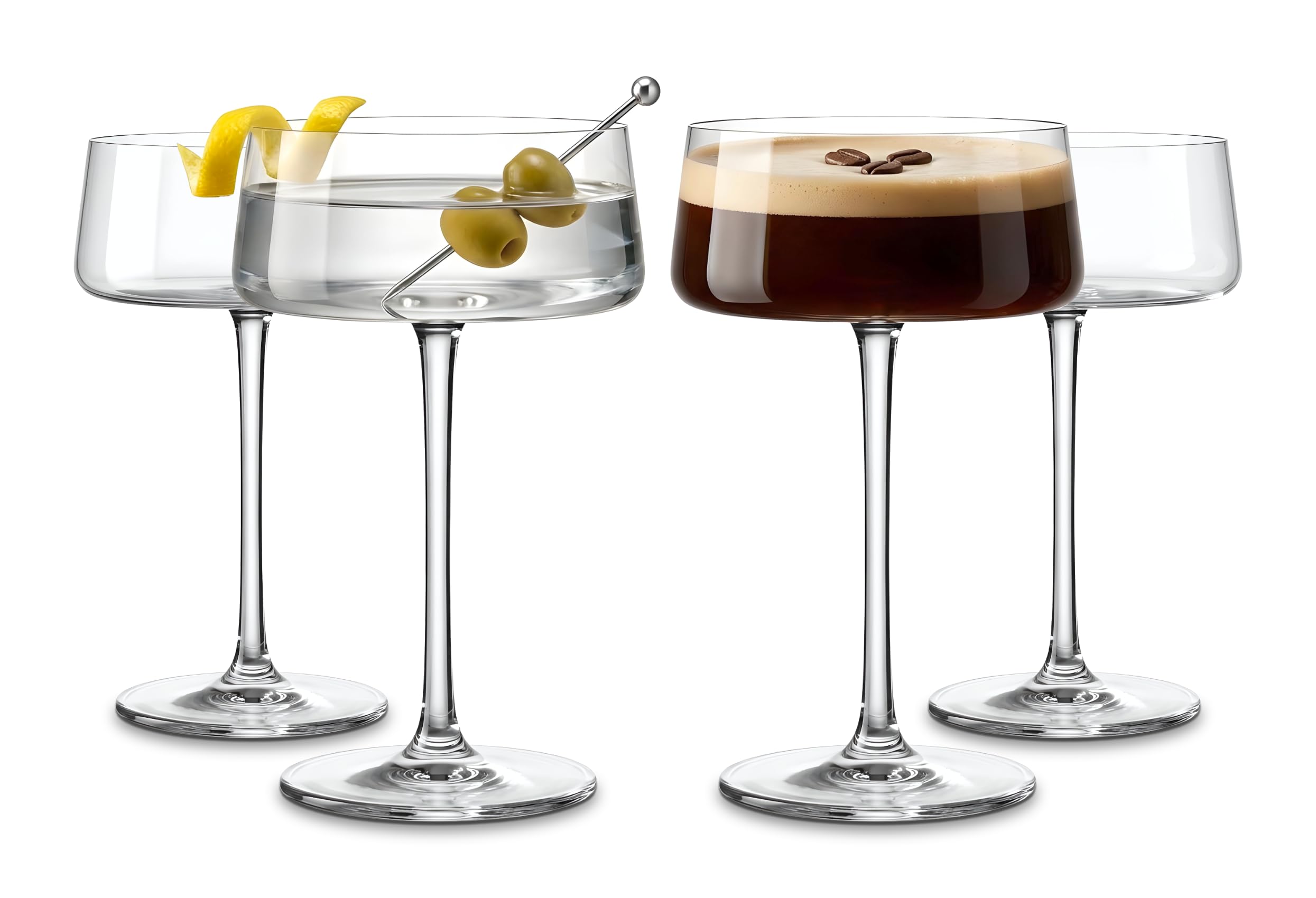 Bicchieri Martini, 4pz, 23cl, in cristallo, resistente, Espresso, Cocktail