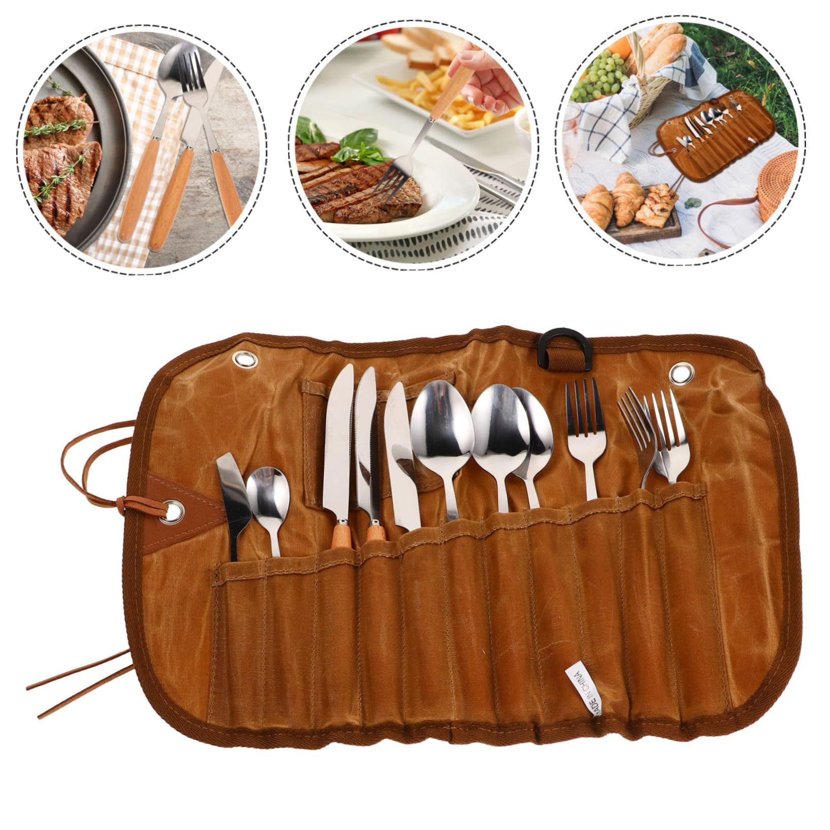 YARNOW Cubiertos Camping Kit Utensilios Portátiles Vajilla Acampada Accesorio